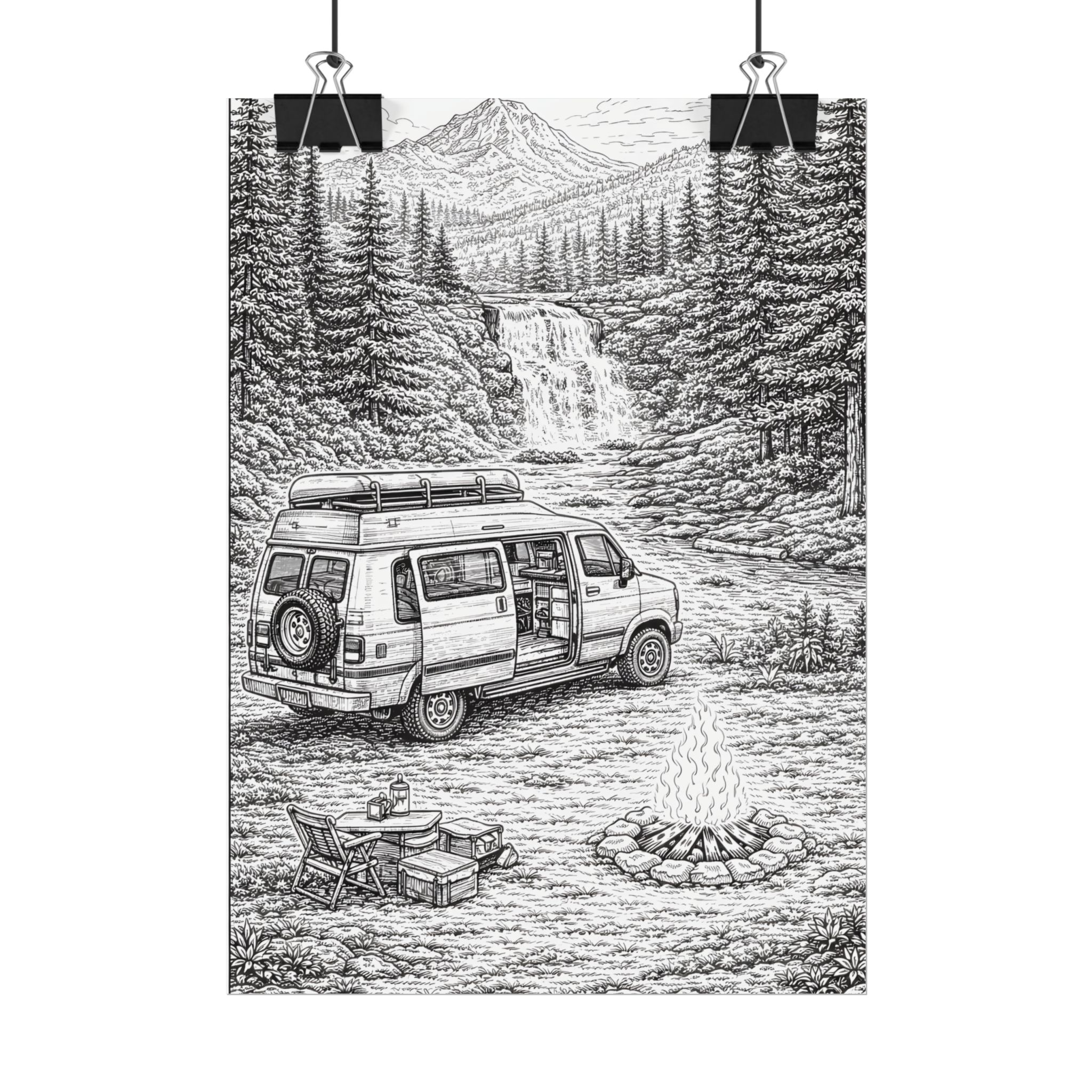 Campervan Poster — Vintage RV Camping Landscape Wall Art