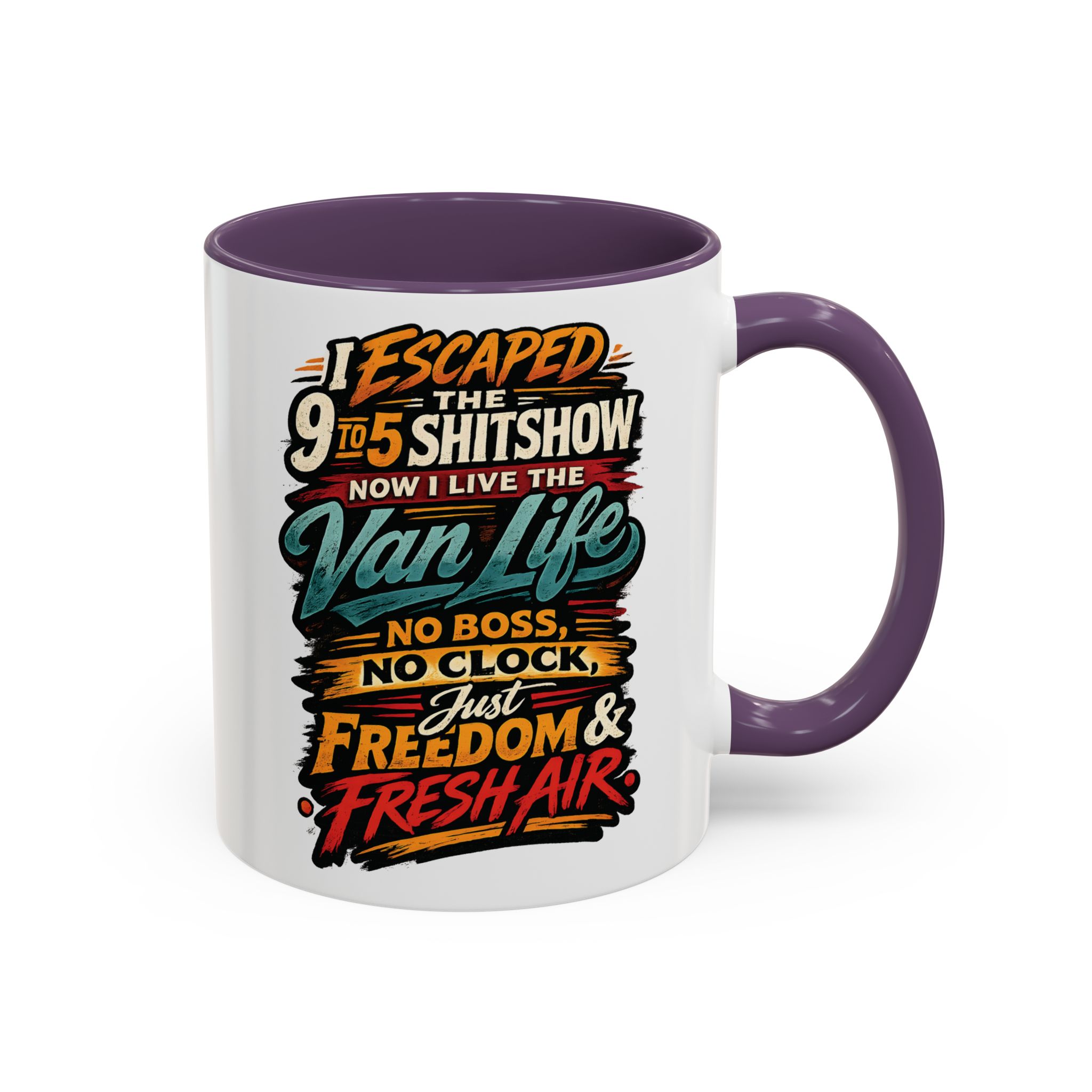 19535579070516667_2048.jpeg Accent Coffee Mug (11, 15oz) — "I Escaped The 9 To 5" Design F**K-Line