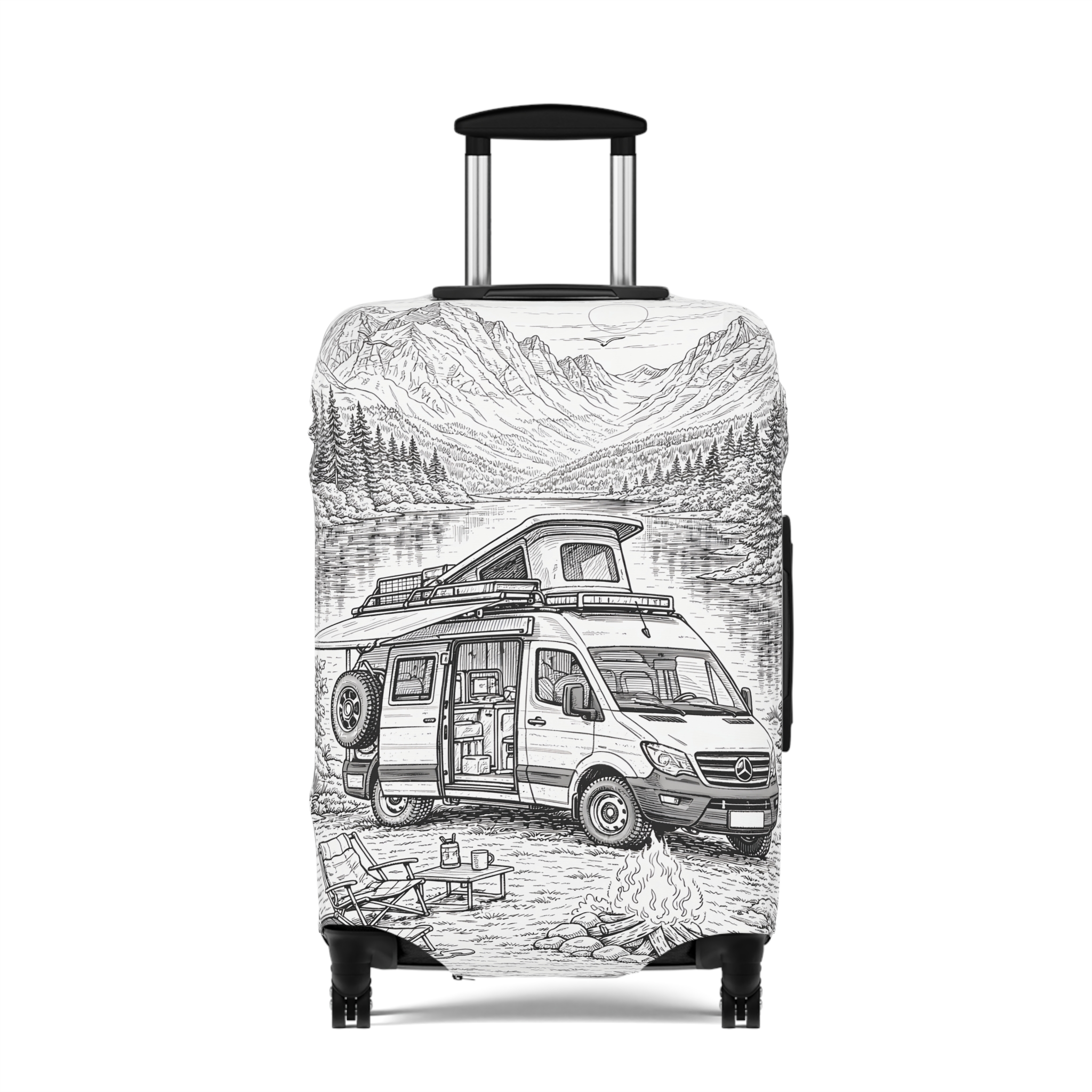 Luggage Cover — Adventure Camper Sketch Travel Suitcase