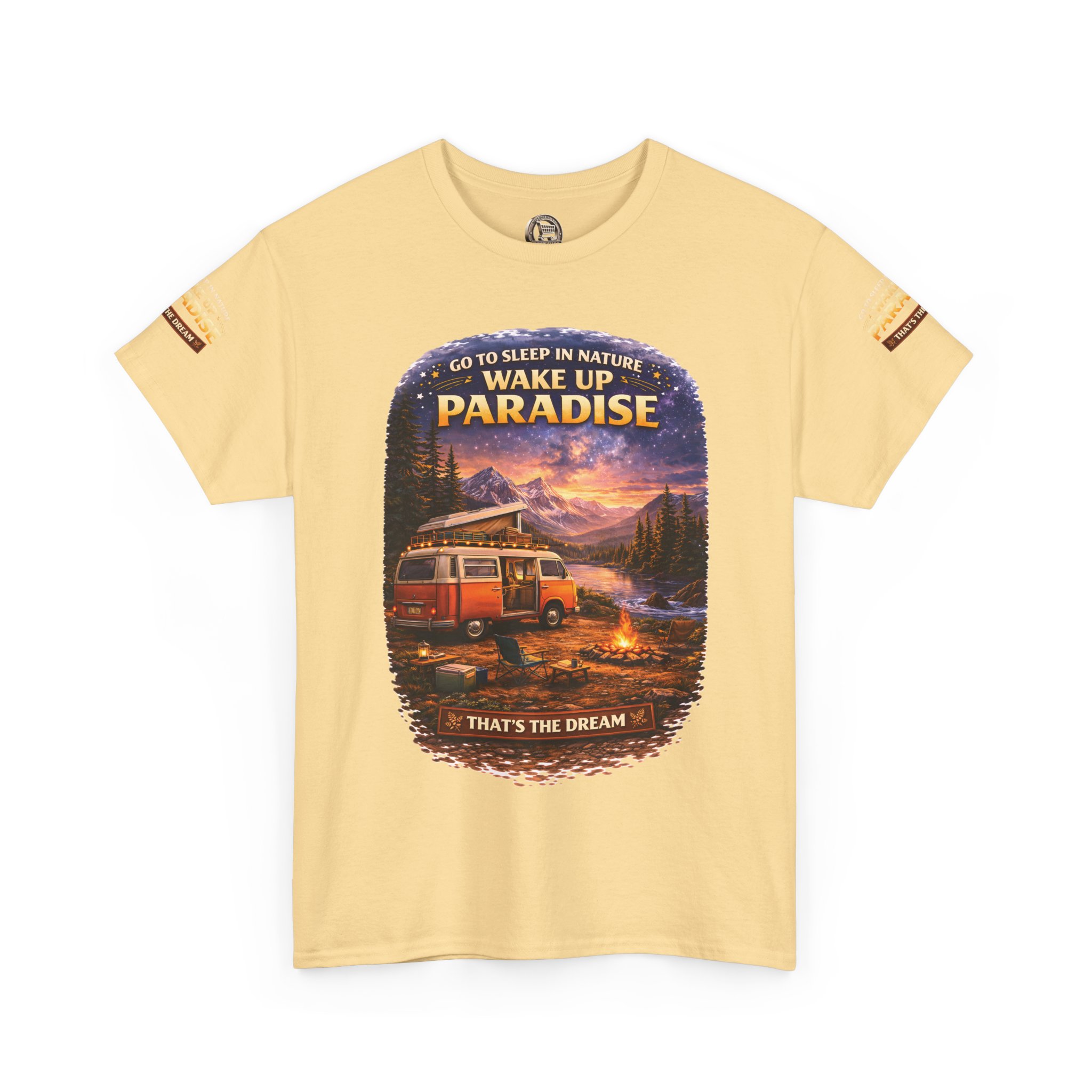 Unisex Heavy Cotton Tee — "Go To Sleep In Nature " Design Scenic-Line