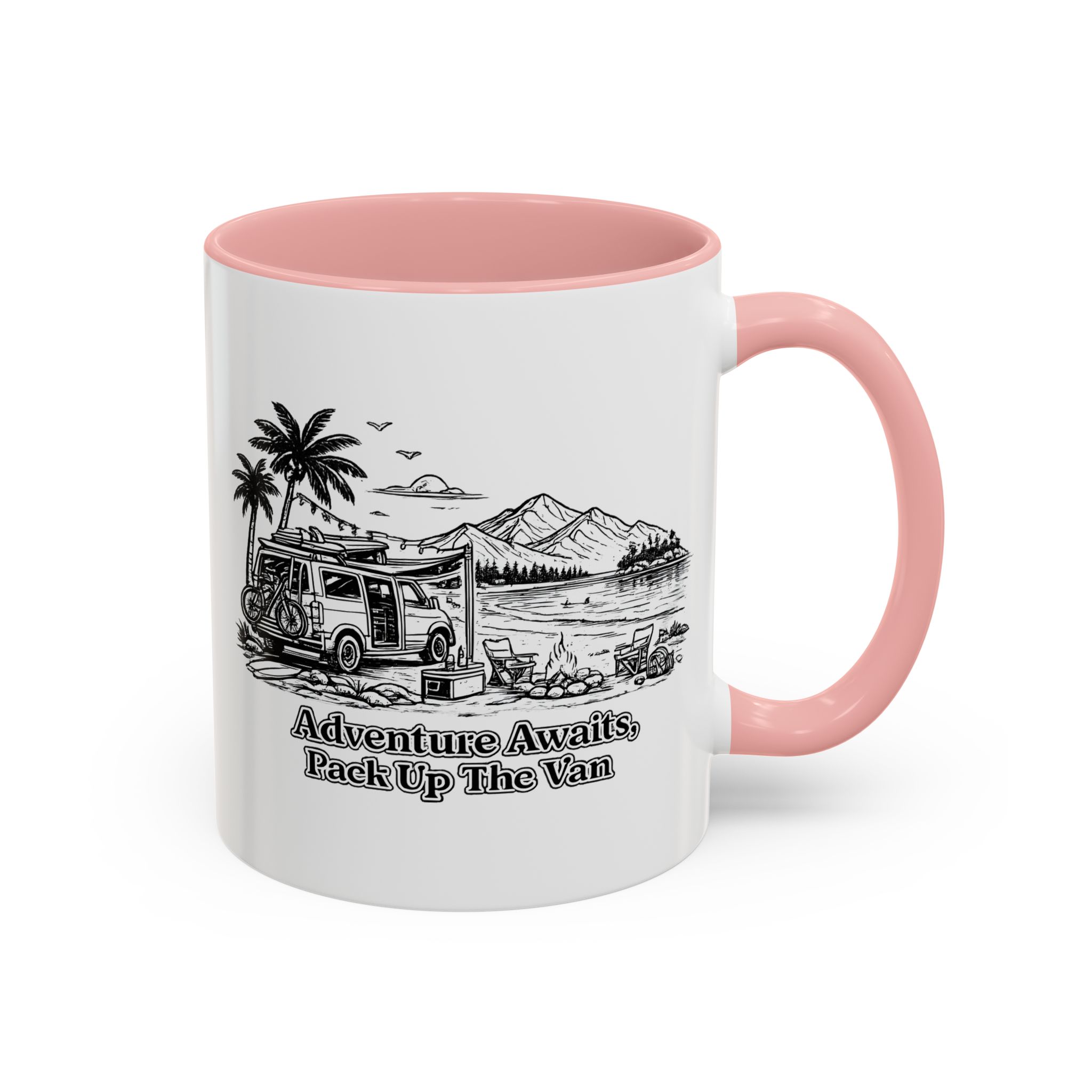1967855515227652167_2048.jpeg Accent Coffee Mug (11, 15oz) — "Adventure Awaits,Pack Up The Van" Design Minimal-Line