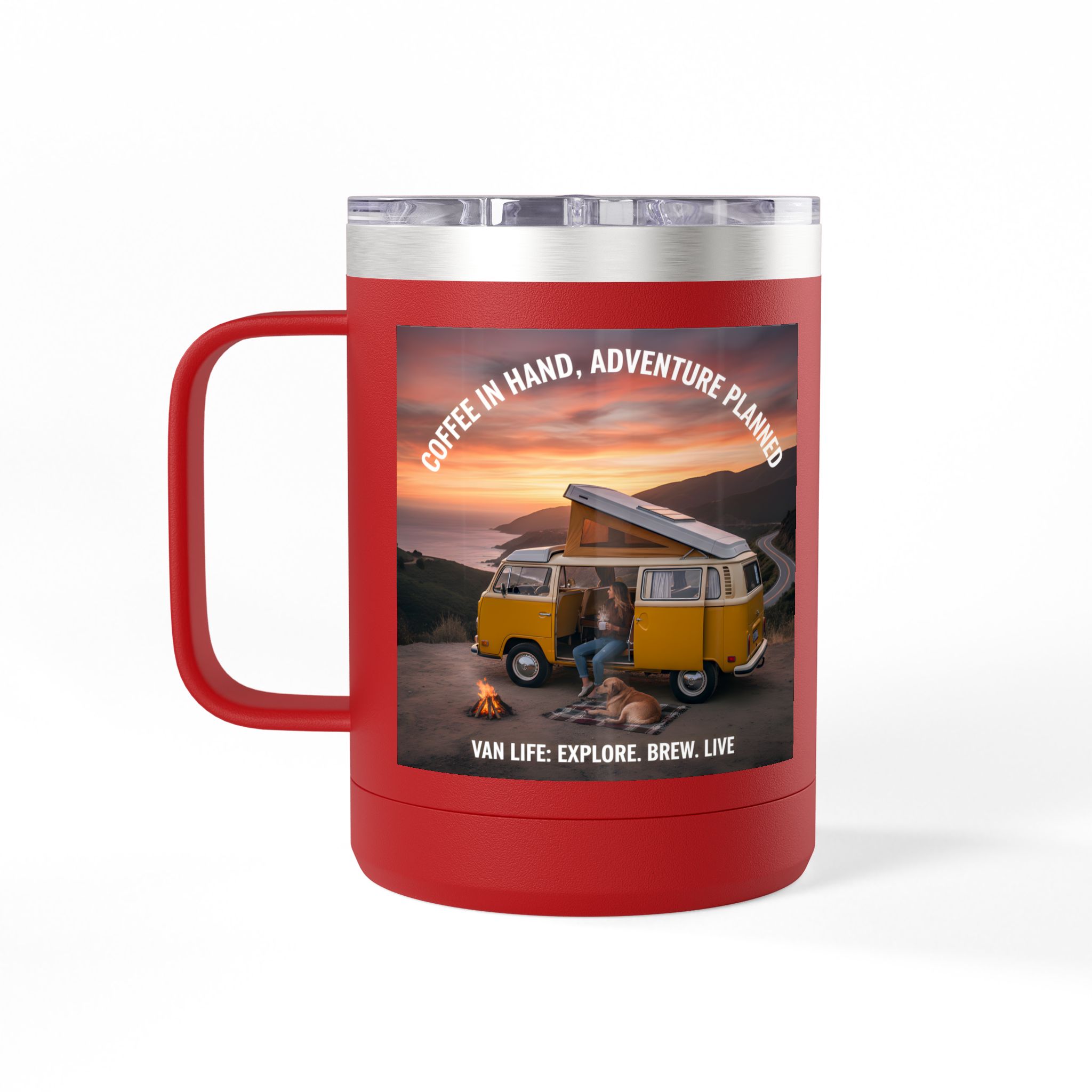 Coffee Mug Tumbler, 15oz — "Coffee in Hand, Adventure Planned"