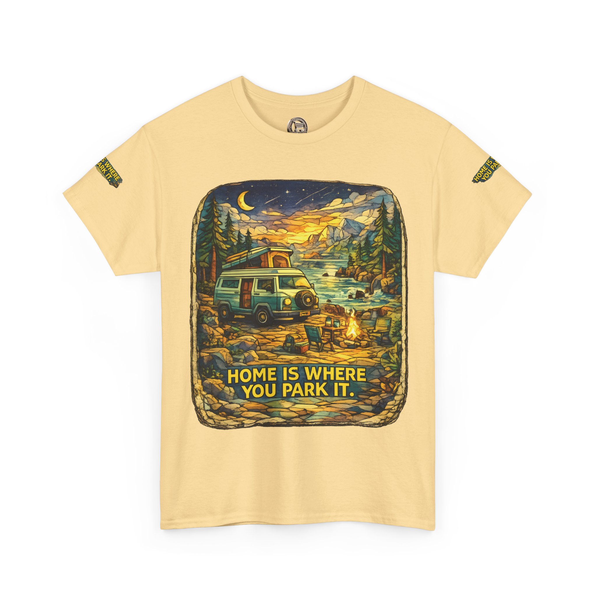Unisex Heavy Cotton Tee — "Home Is Where You Park It" Design Cubic-Line