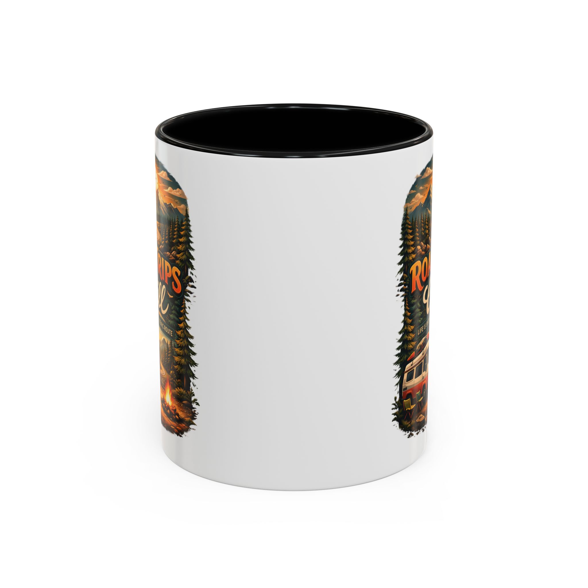 Accent Coffee Mug (11, 15oz) — "Road Trips & Chill" Design Scenic-Line