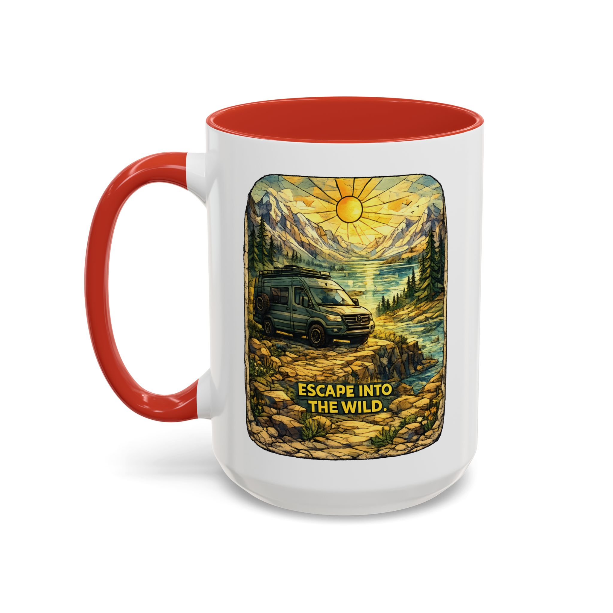 Accent Coffee Mug (11, 15oz) — "Escape Into The Wild" Design Cubic-Line