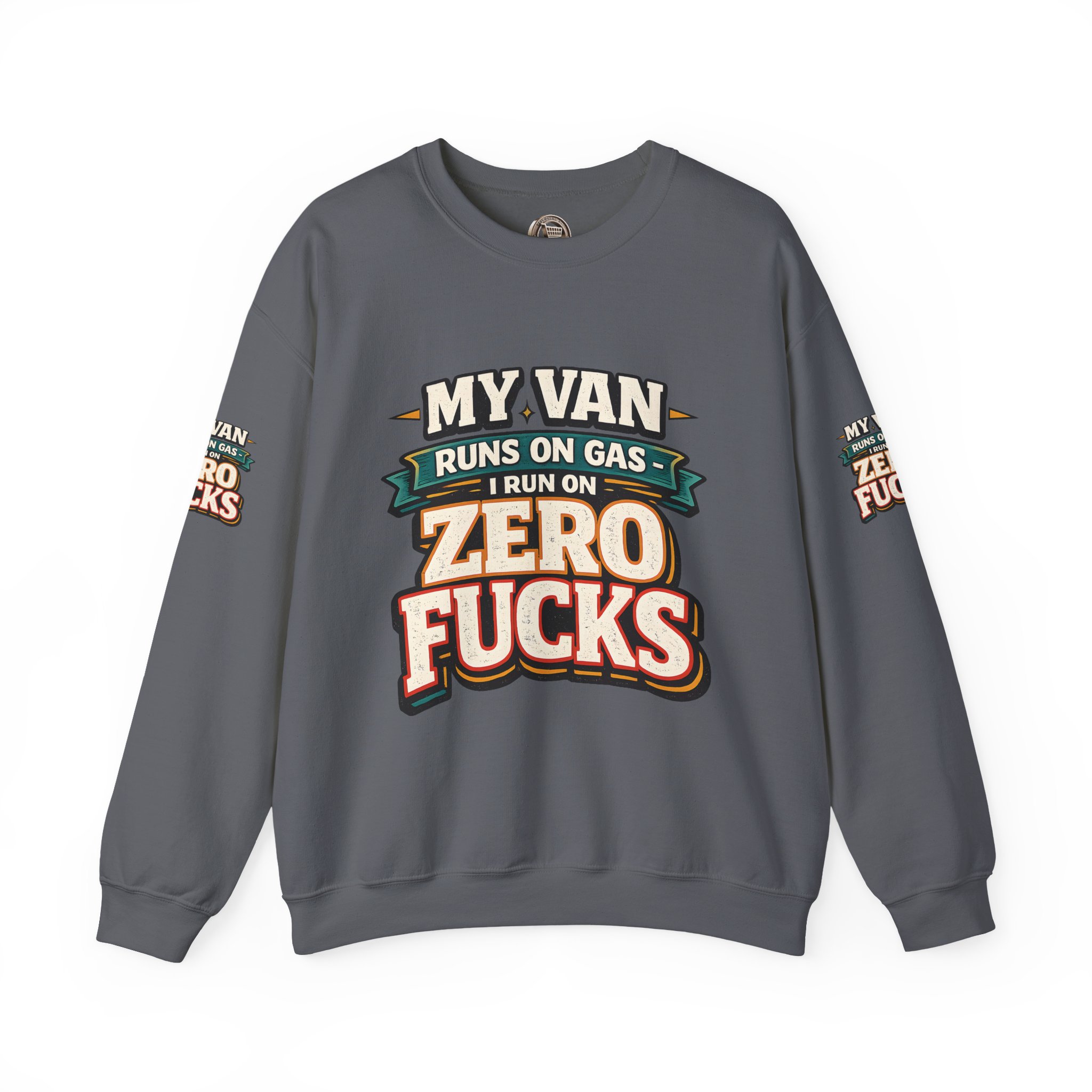 Unisex Heavy Blend™ Crewneck Sweatshirt — "My Van Runs On Gas" Design F**K-Line