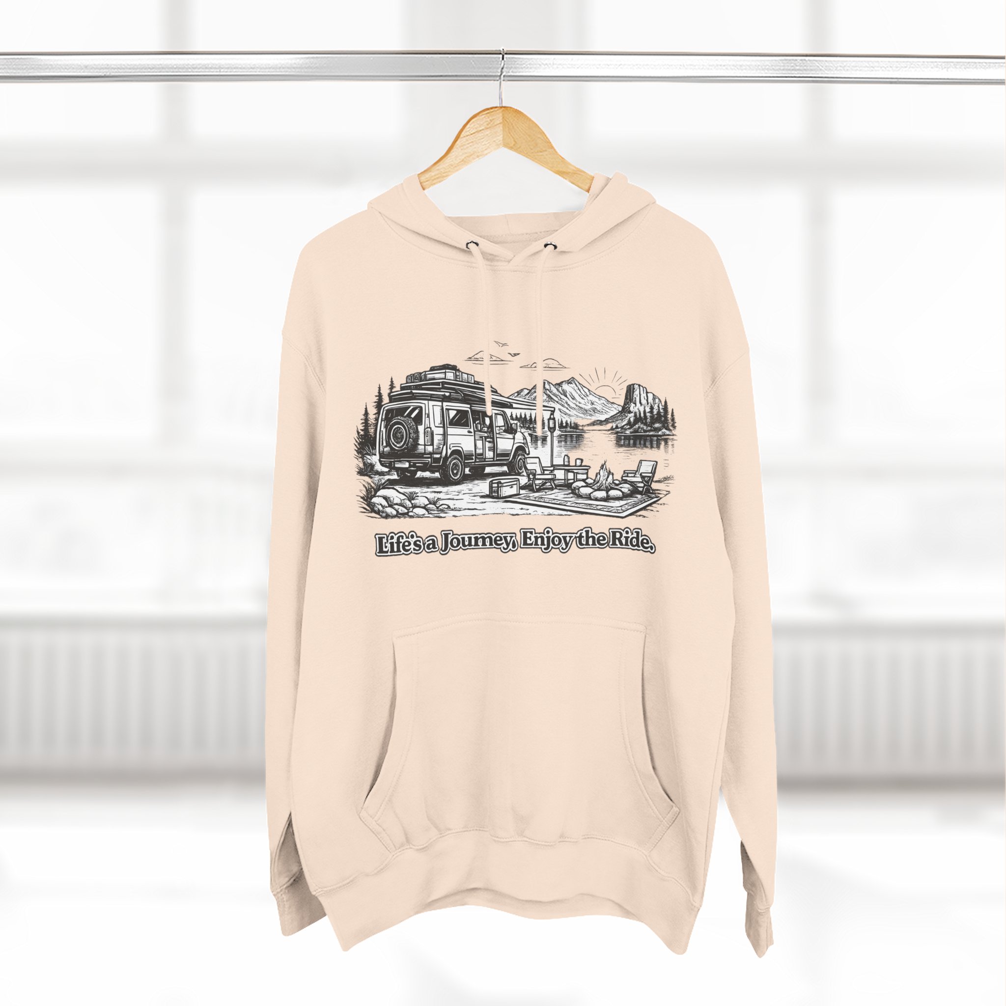 1981388376400076829_2048.jpeg Three-Panel Fleece Hoodie - "Lifes A Journey,Enjoy The Ride" Design Minimal-Line