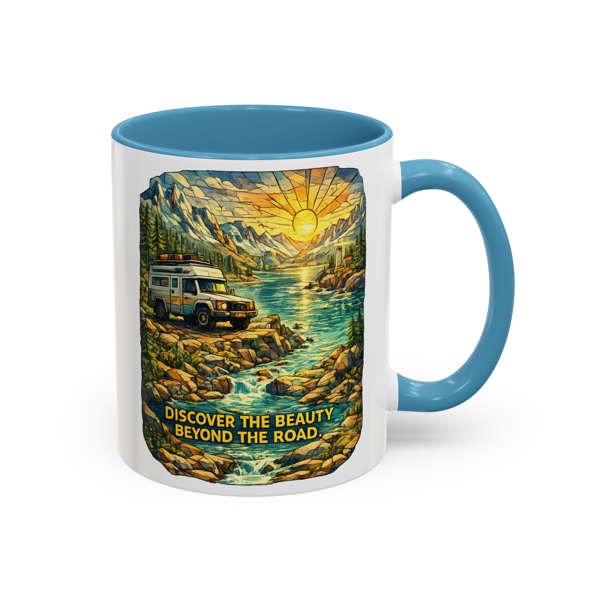 1983538984495040755_2048.jpeg Accent Coffee Mug (11, 15oz) — "Discover The Bieuty Beyond The Road" Design Cubic-Line