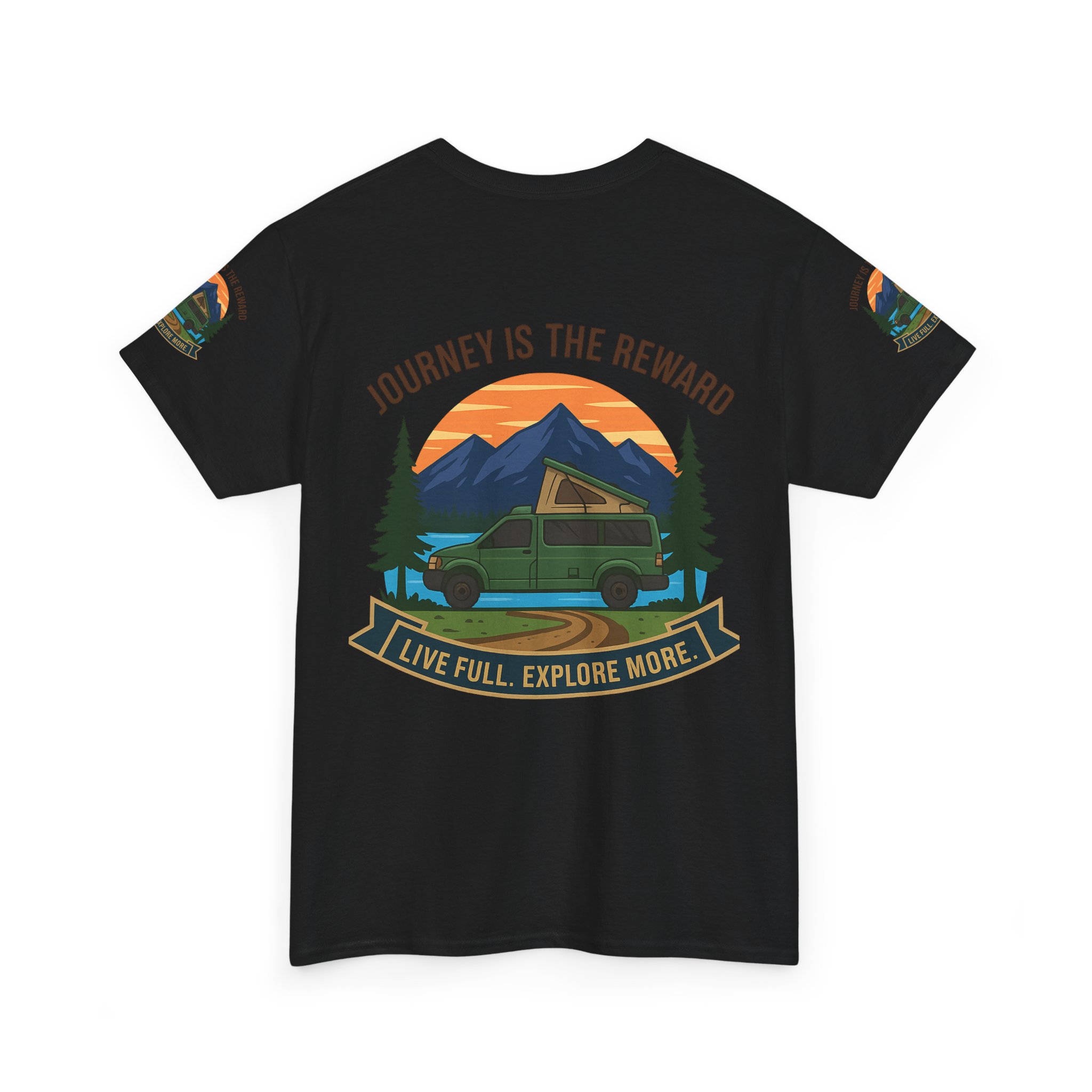 Unisex Heavy Cotton Tee  — "Journey Is The Reward Tee" Adventure Camper Van Graphic T-Shirt