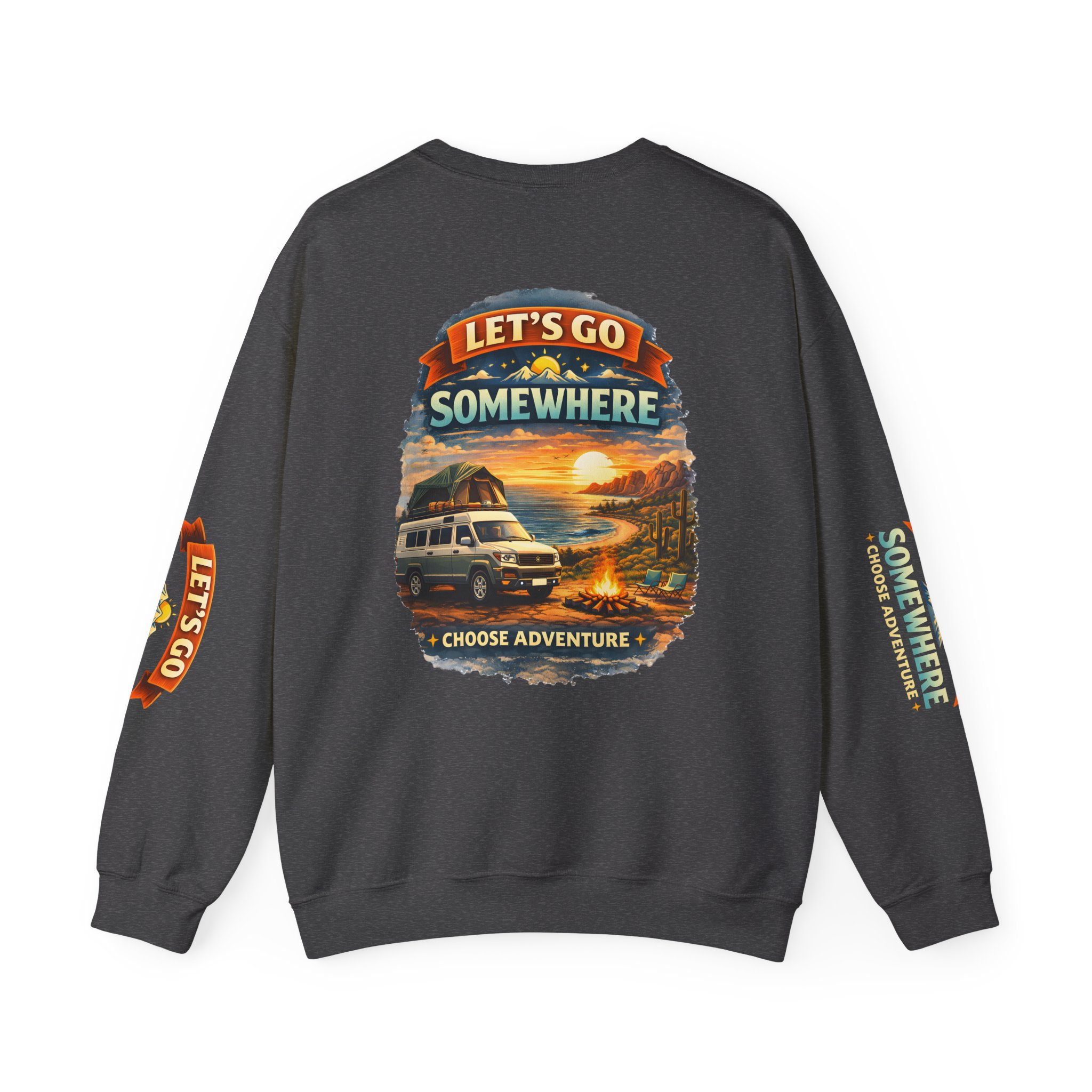 Unisex Heavy Blend™ Crewneck Sweatshirt — "Lets Go Somewhere" Design Scenic-Line