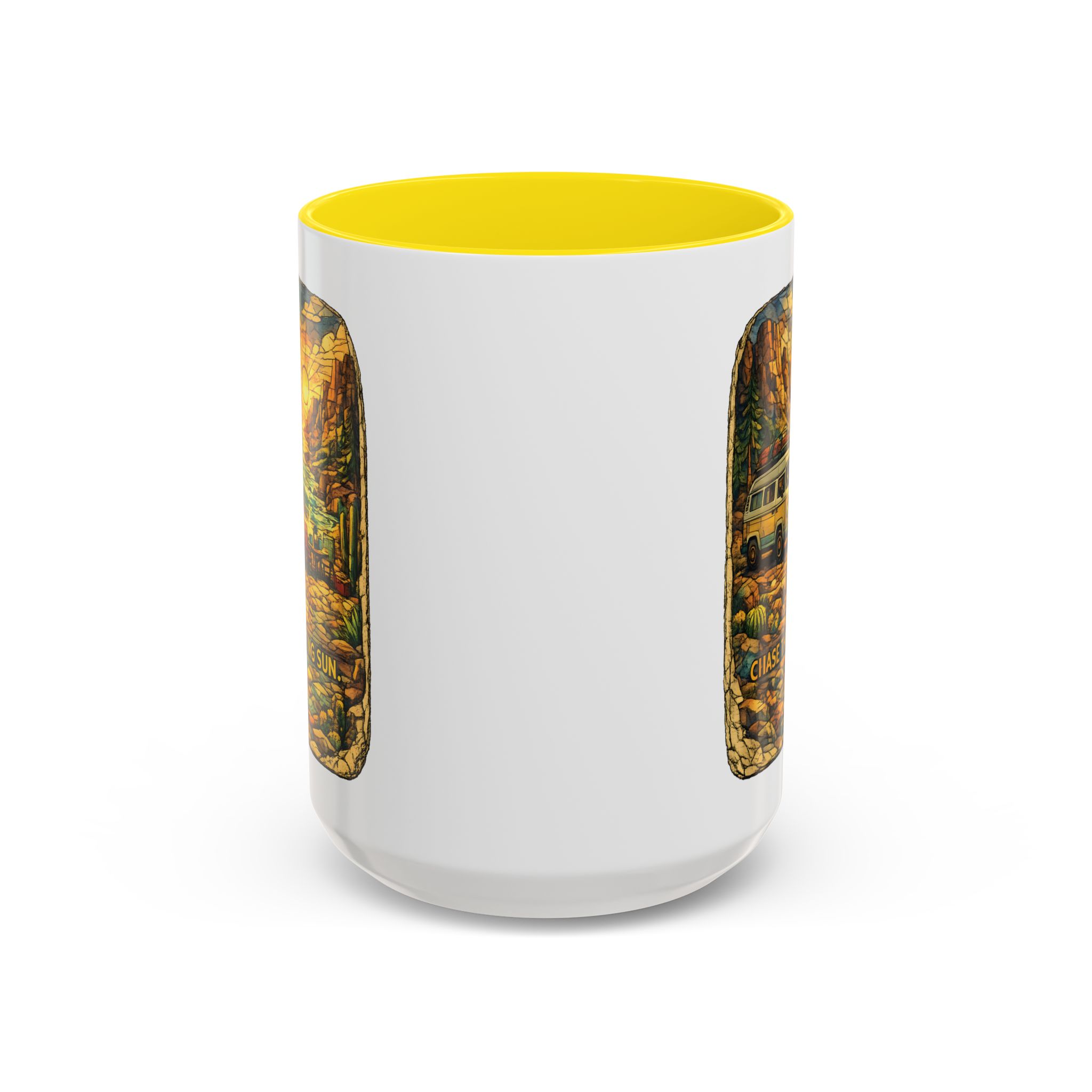 1988917509224517487_2048.jpeg Accent Coffee Mug (11, 15oz) — "Chase The Settings Sun" Design Cubic-Line