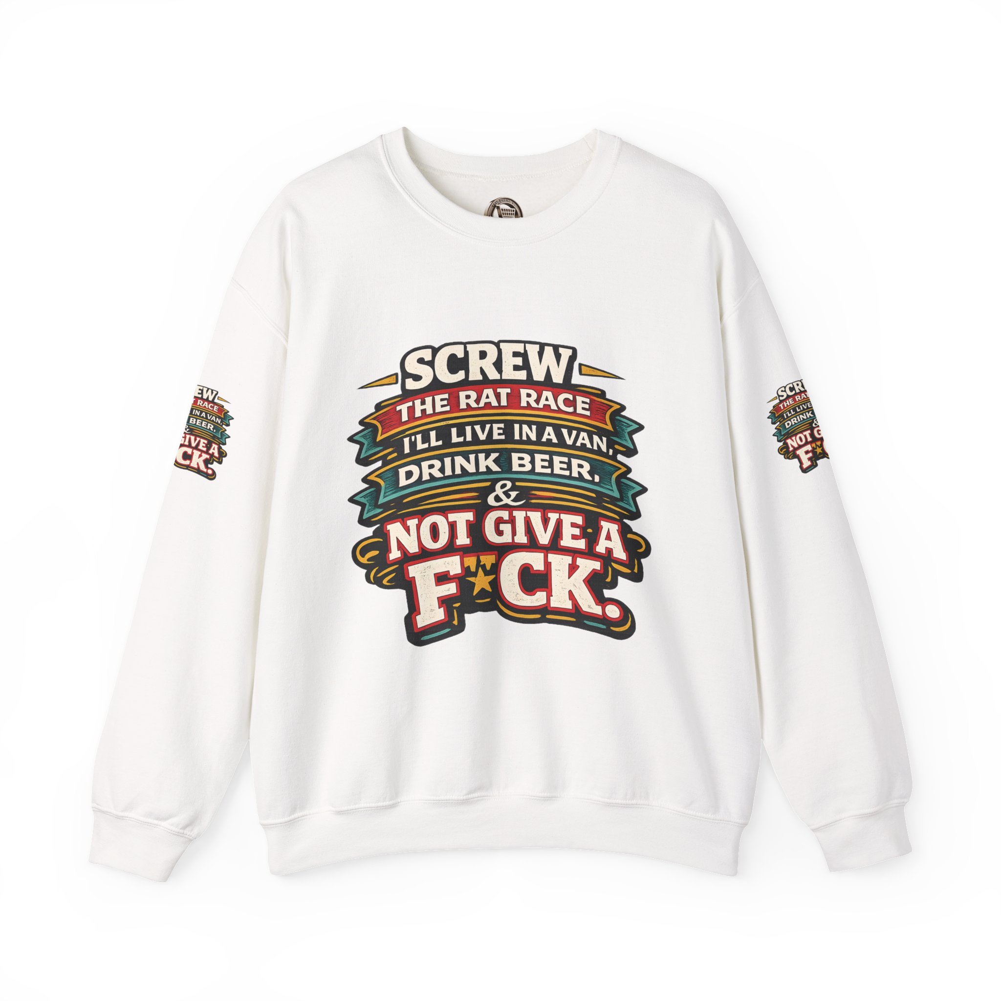 1992115113138193924_2048.jpeg Unisex Heavy Blend™ Crewneck Sweatshirt — "Screw The Rat Race" Design F**K-Line