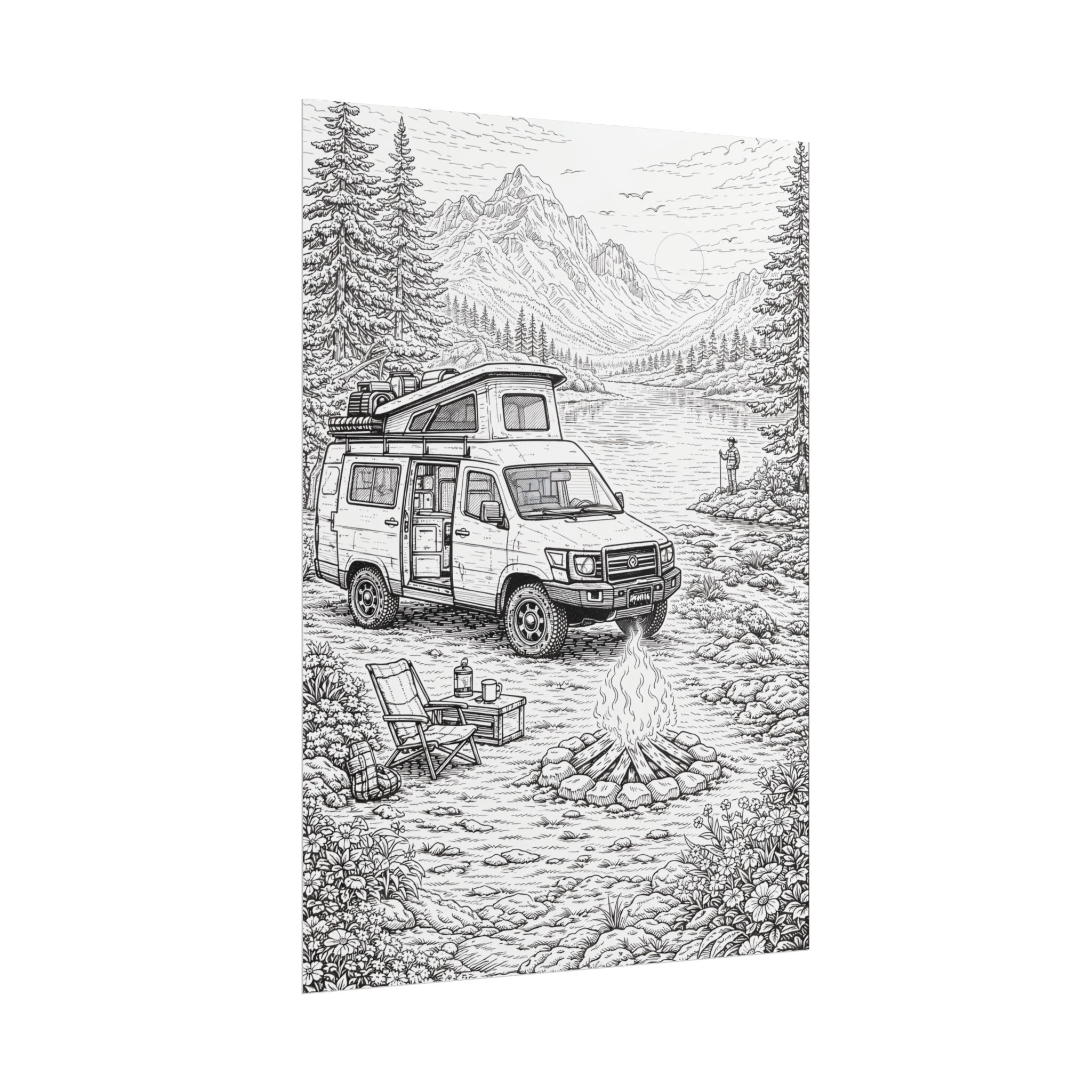 Campervan Poster — Vintage RV Camping Landscape Wall Art