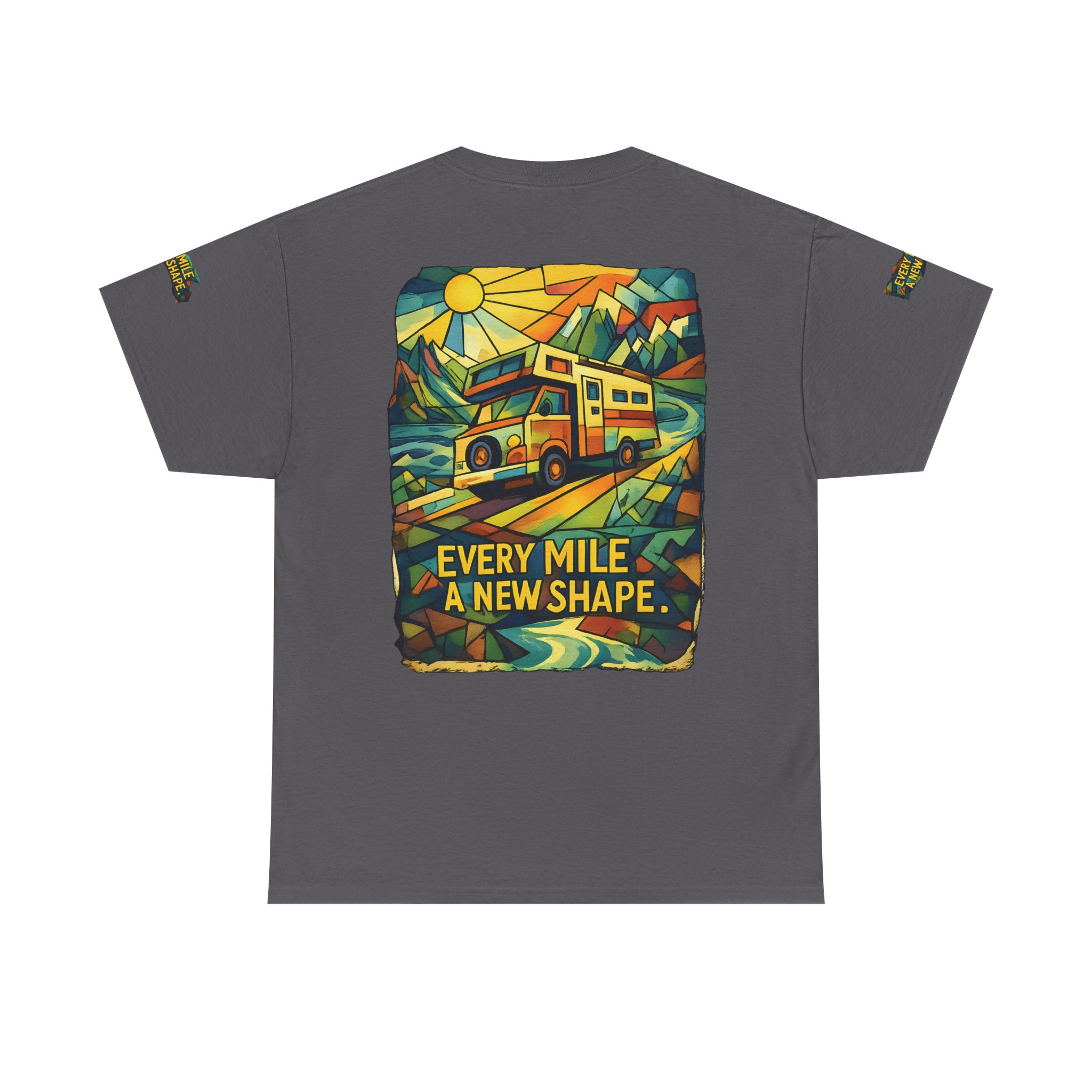 Unisex Heavy Cotton Tee — "Every Mile A New Shape" Design Cubic-Line