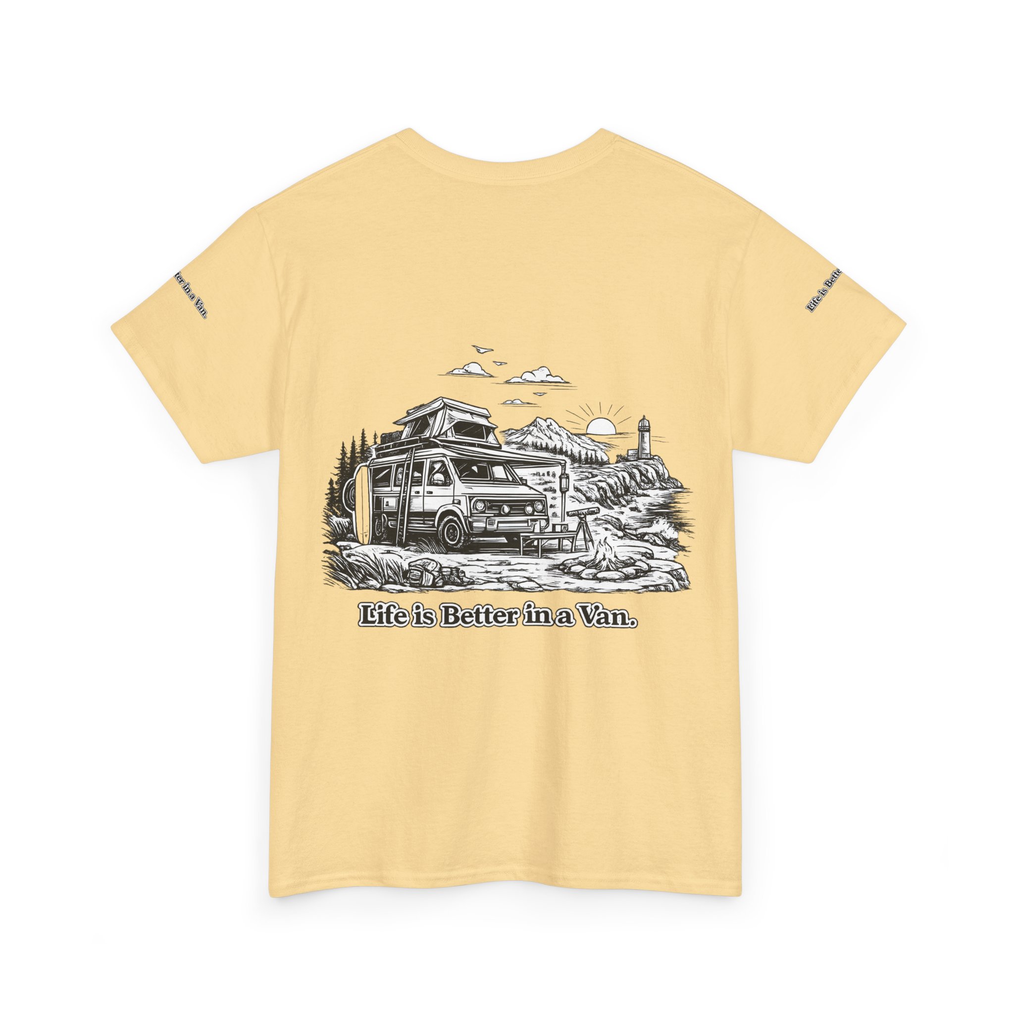 Unisex Heavy Cotton Tee — "Life Is Better In A Van" Design Minimal-Line