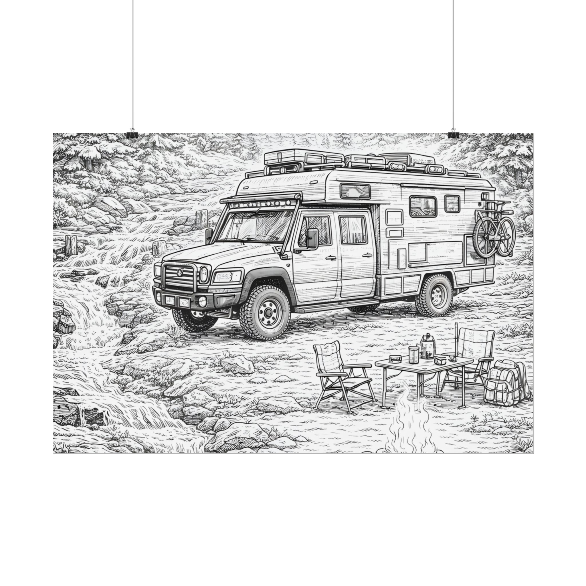 Campervan Poster — Vintage RV Camping Landscape Wall Art