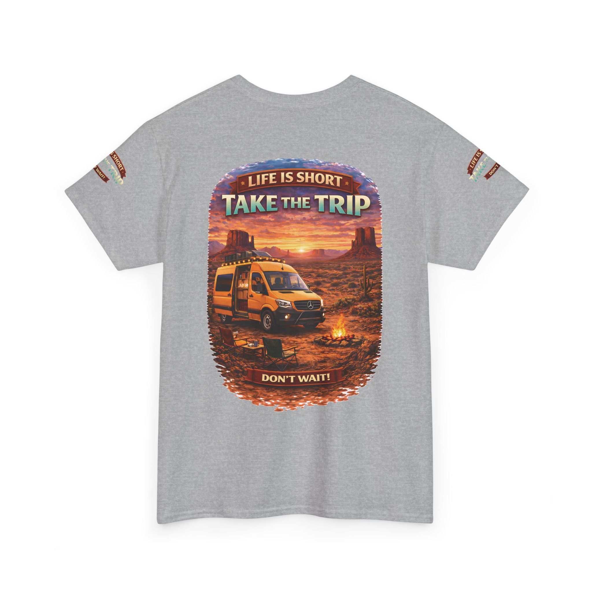 Unisex Heavy Cotton Tee — "Life Is To Short-Take The Trip" Design Scenic-Line