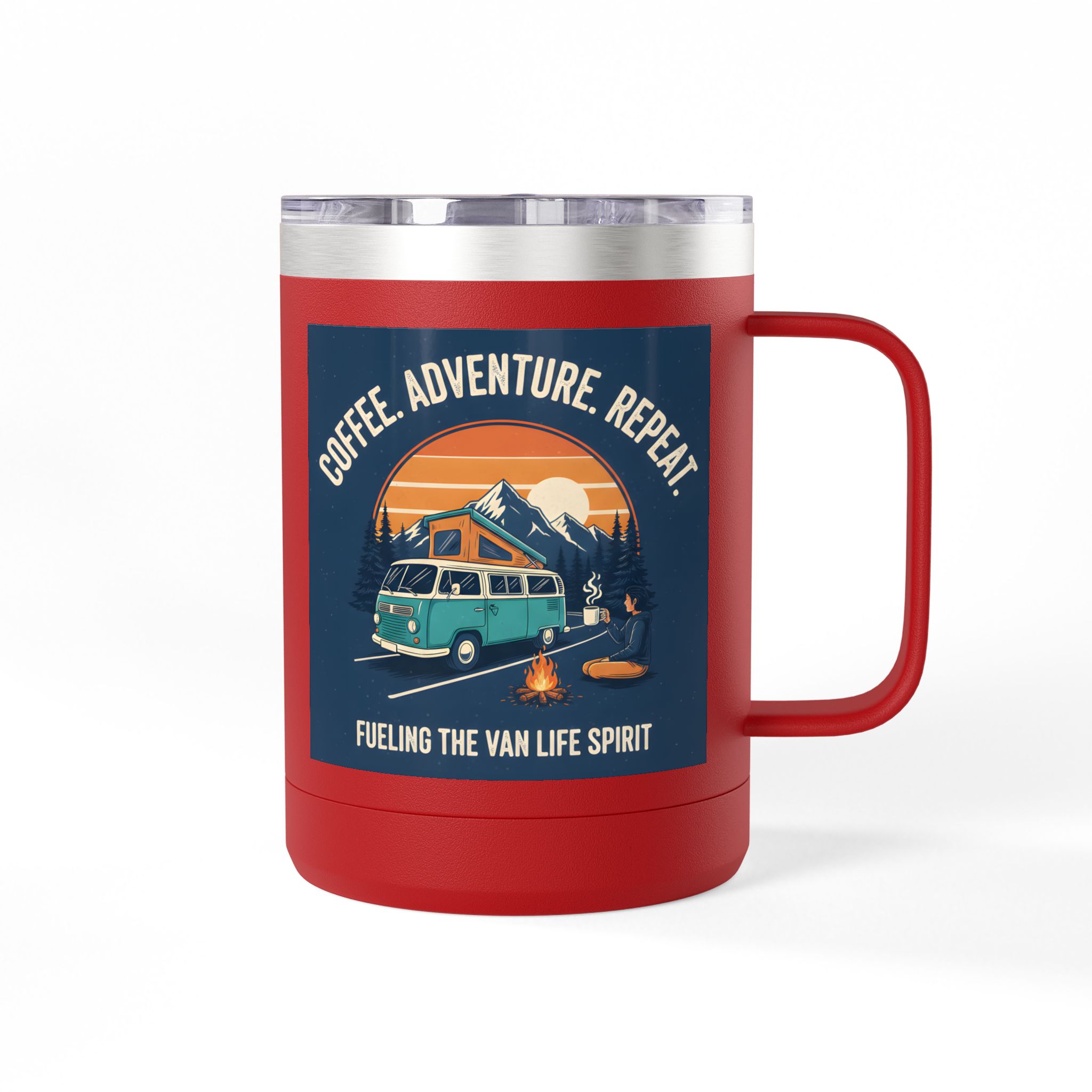 Coffee Mug Tumbler, 15oz — “Coffee. Adventure. Repeat.”