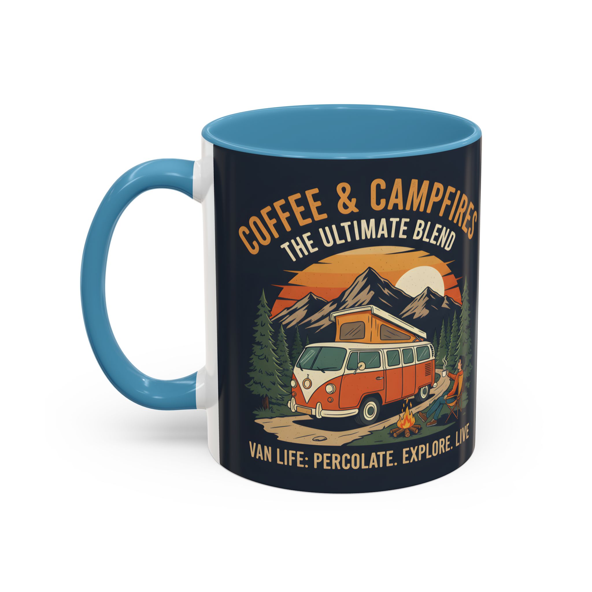 Accent Coffee Mug (11, 15oz) — "Coffee and campfires"
