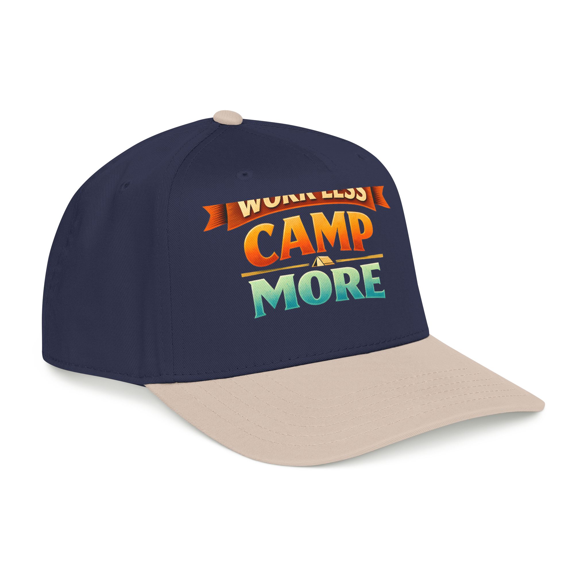 Baseball Cap - "Work Less-Camp More" Design Scenic-Line
