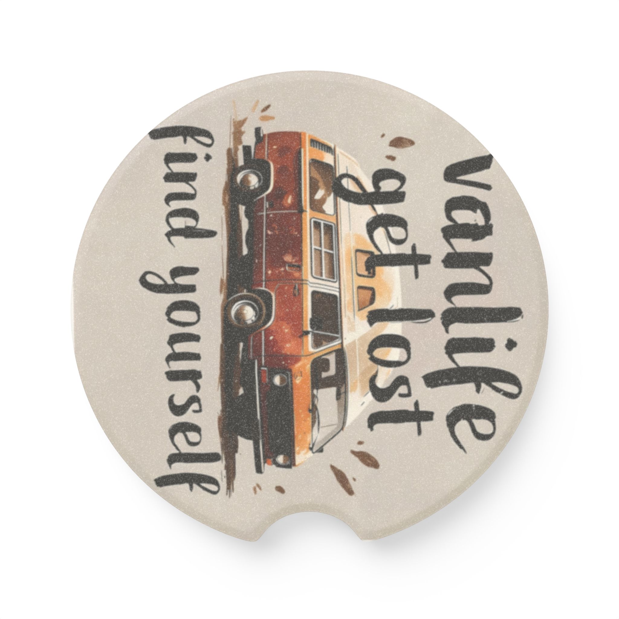 Soapstone Car Coaster – "Vanlife Get Lost"  Van Travel Coaster