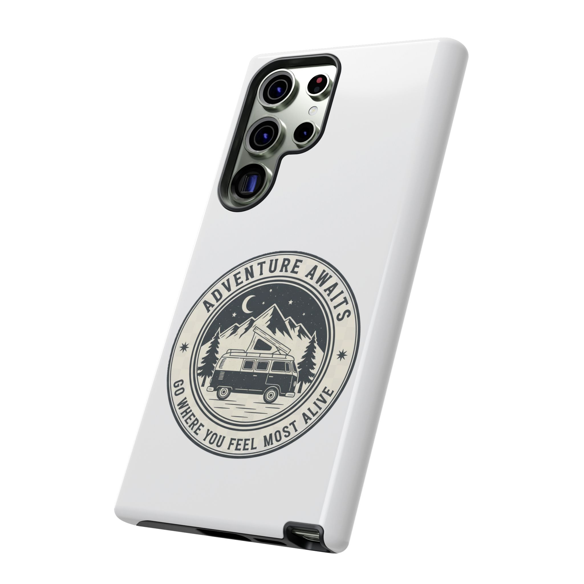 Phone Case — "Adventure Awaits-Go Where You Feel Most Alive" Camper Van Design