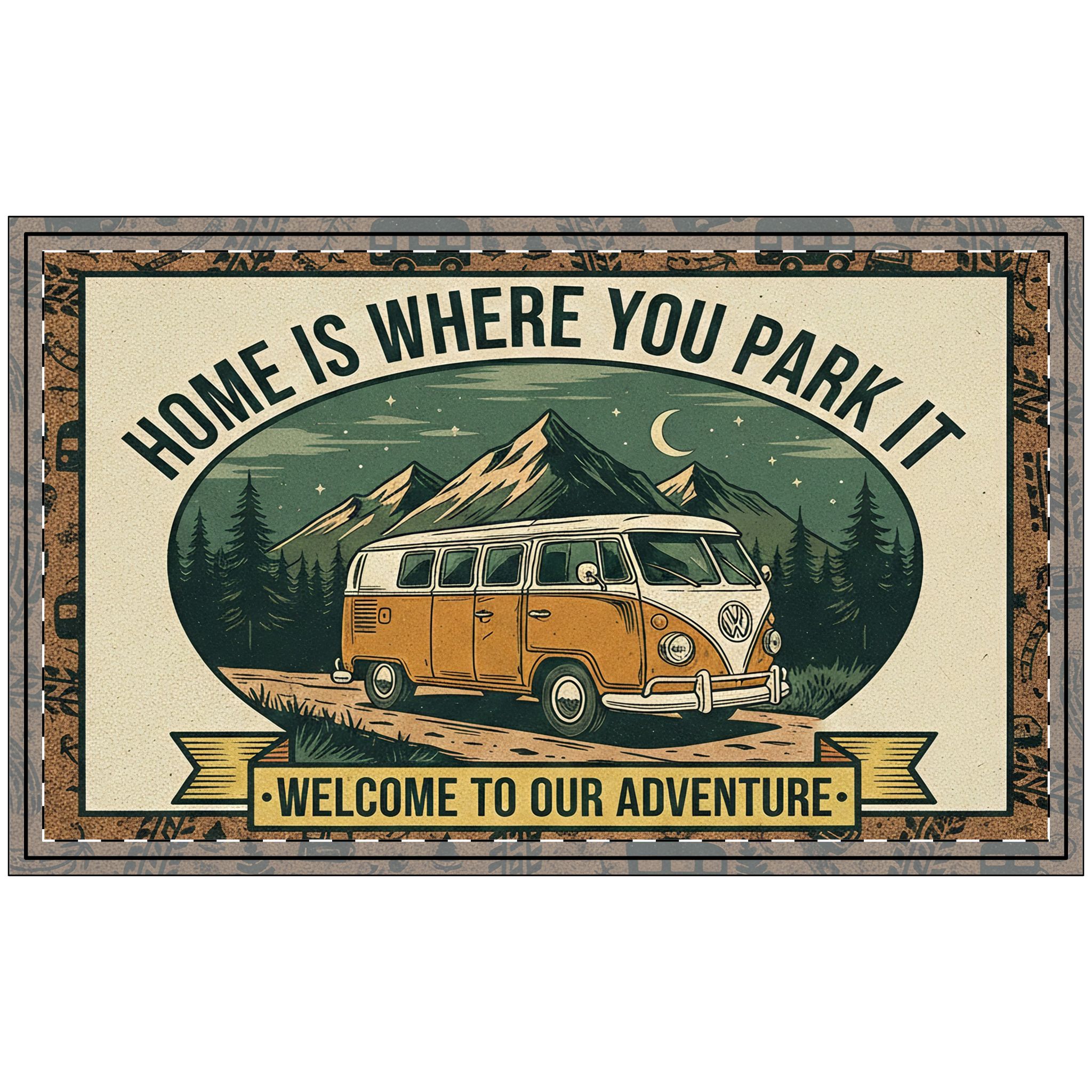 Doormat(polyester) - "Home Is Where You Park It-Welcome To Our Adventure" Welcome Adventure Camper Rug