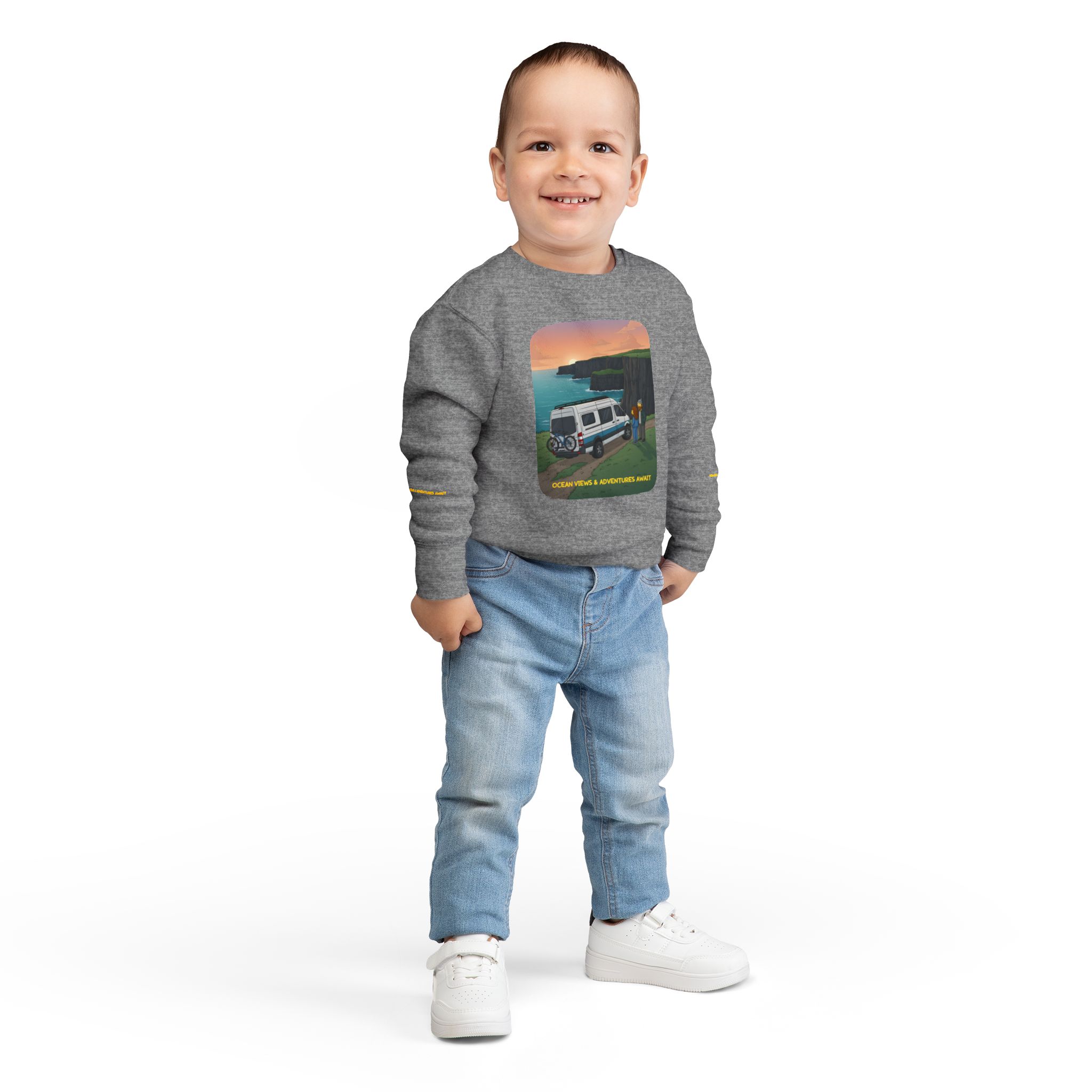 Toddler Sweatshirt - "Ocean Views-Adventures Awaits" (Design Sitcom-Line)