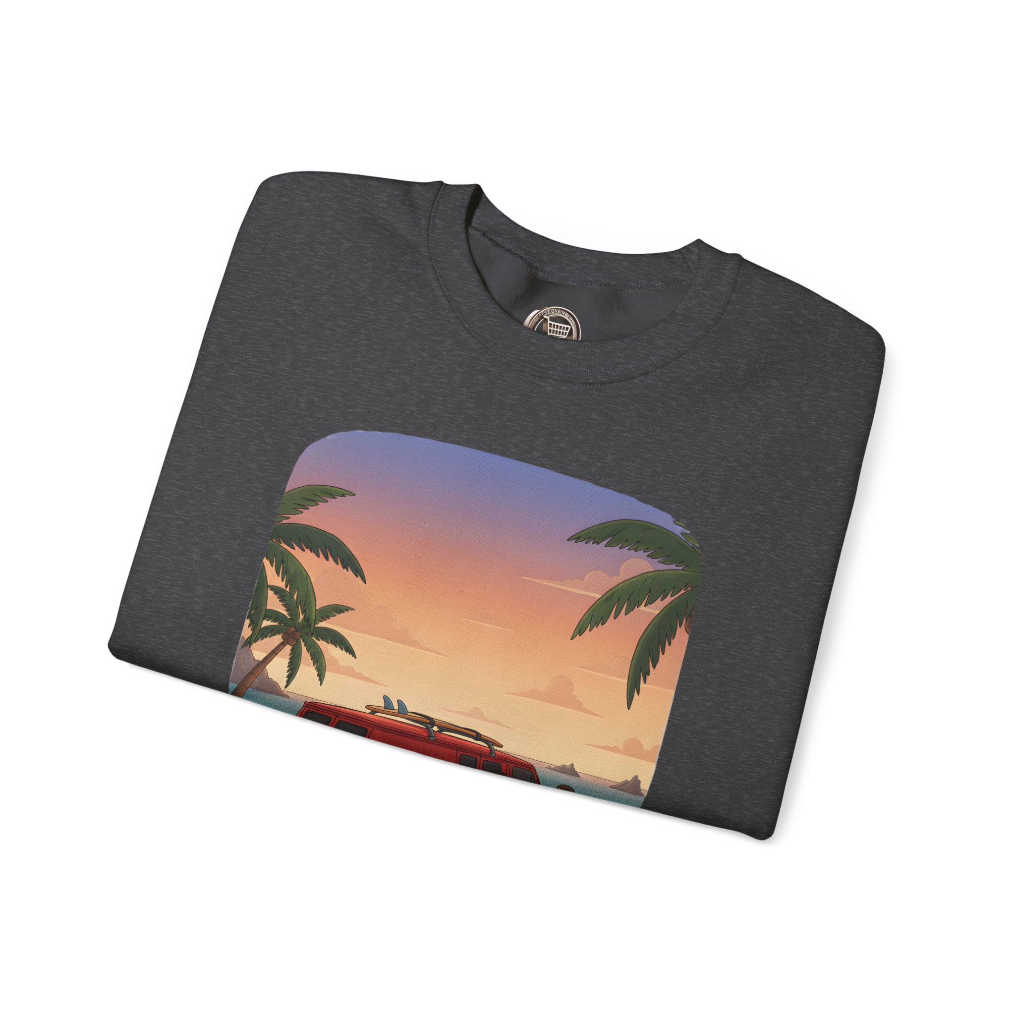 Unisex Heavy Blend™ Crewneck Sweatshirt — "Ocean Air Salty Hair Van Life" Design Sitcom-Line