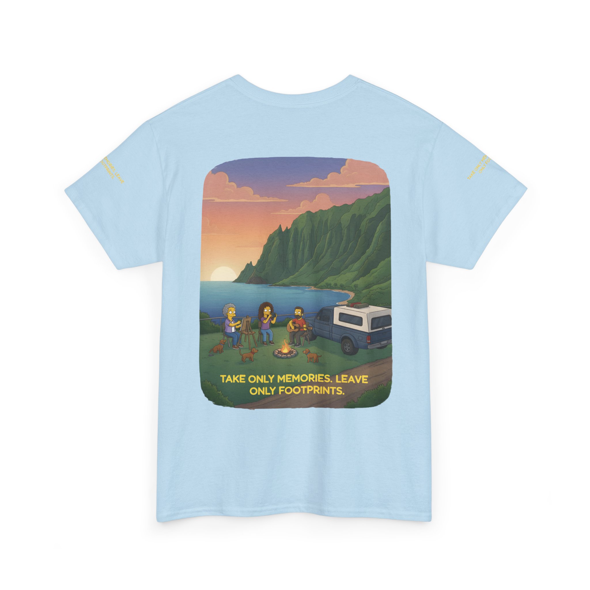 Unisex Heavy Cotton Tee — "Take Only Memories-Leave Only Footprints" Design Sitcom-Line