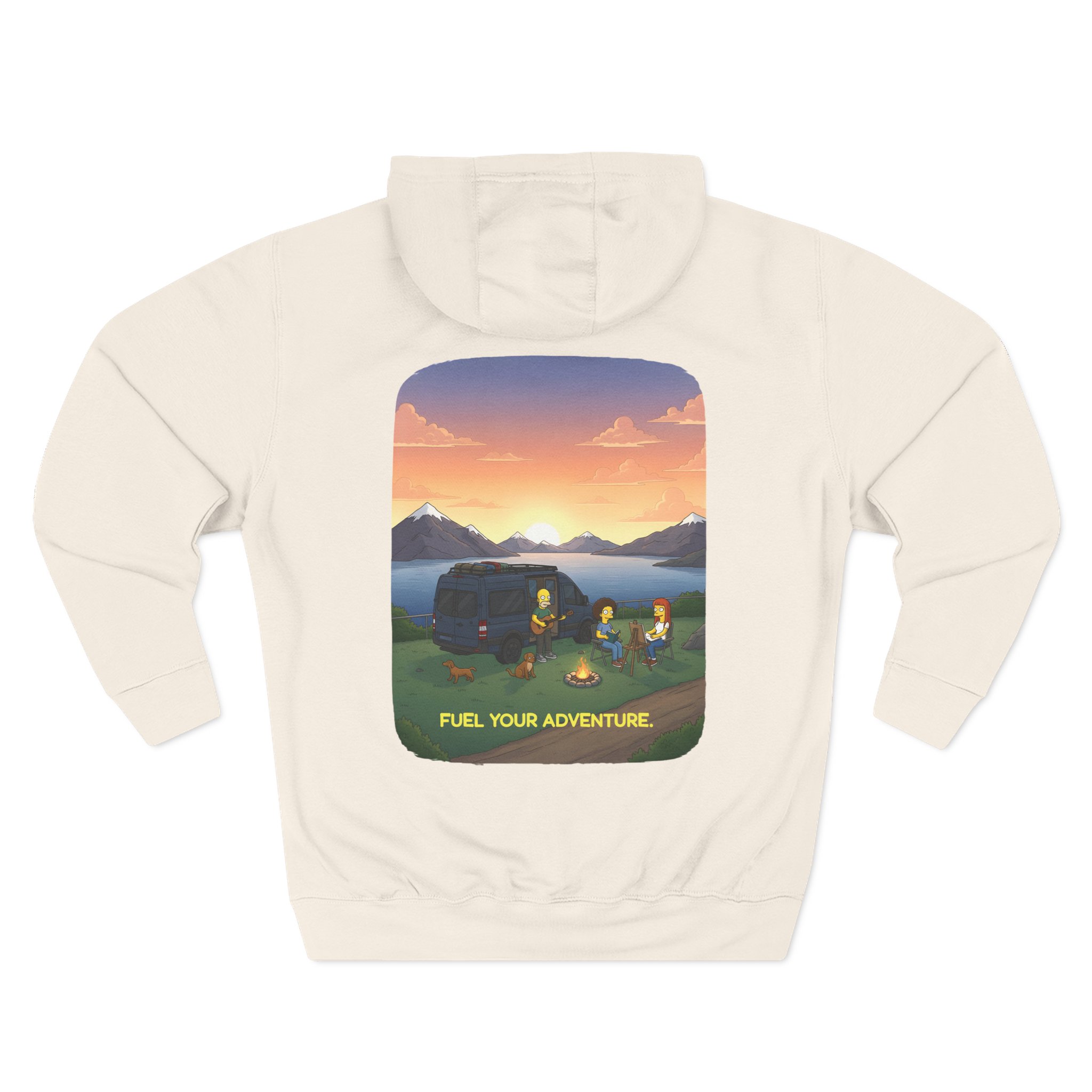 Three-Panel Fleece Hoodie - "Fuel Your Adventure" Design Sitcom-Line