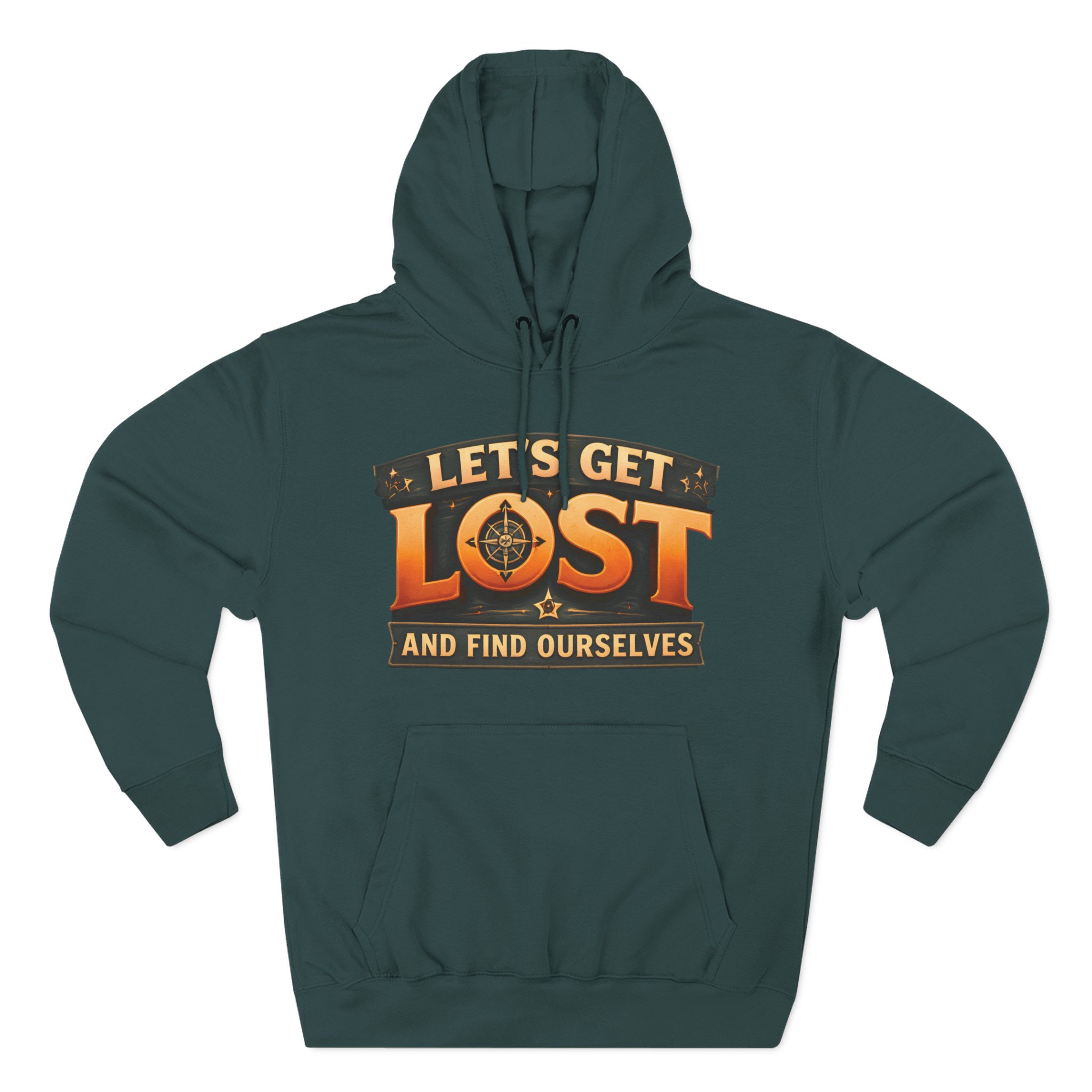 Three-Panel Fleece Hoodie - "Let´s Get Lost And Found Ourselfs" Design Scenic-Line
