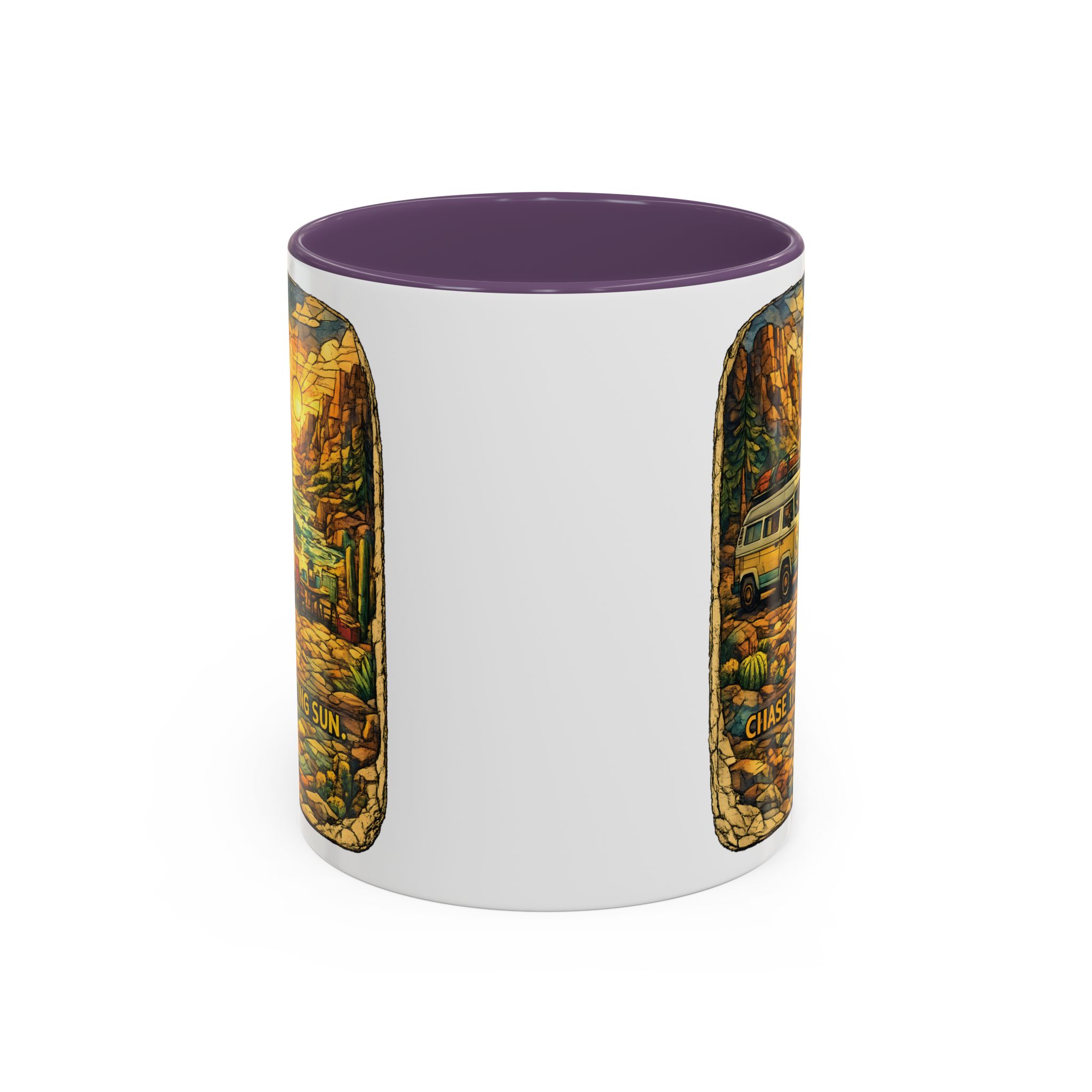 2024738527580139109_2048.jpeg Accent Coffee Mug (11, 15oz) — "Chase The Settings Sun" Design Cubic-Line