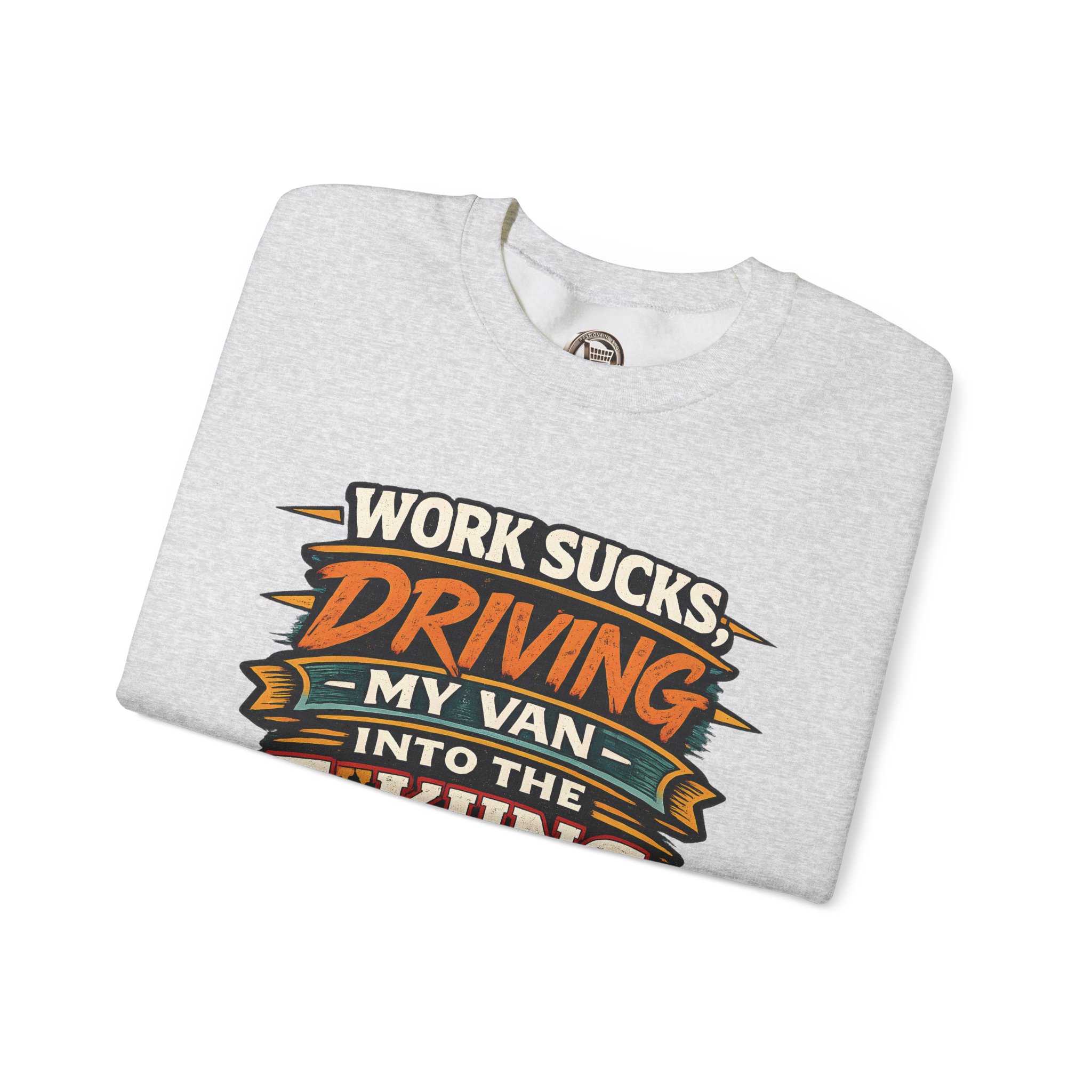 Unisex Heavy Blend™ Crewneck Sweatshirt — "Work Sucks" Design F**K-Line