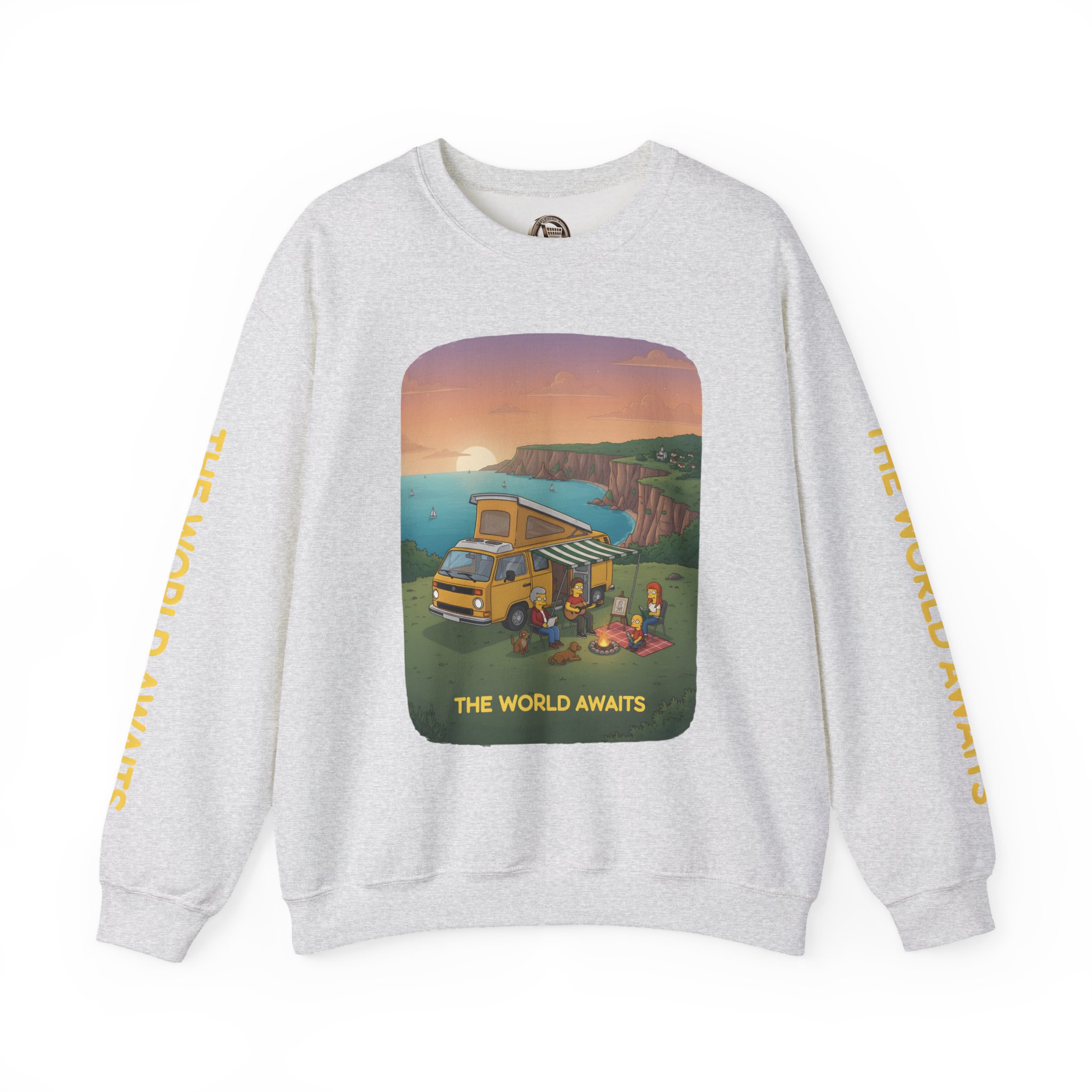Unisex Heavy Blend™ Crewneck Sweatshirt — "The World Awaits" Design Sitcom-Line