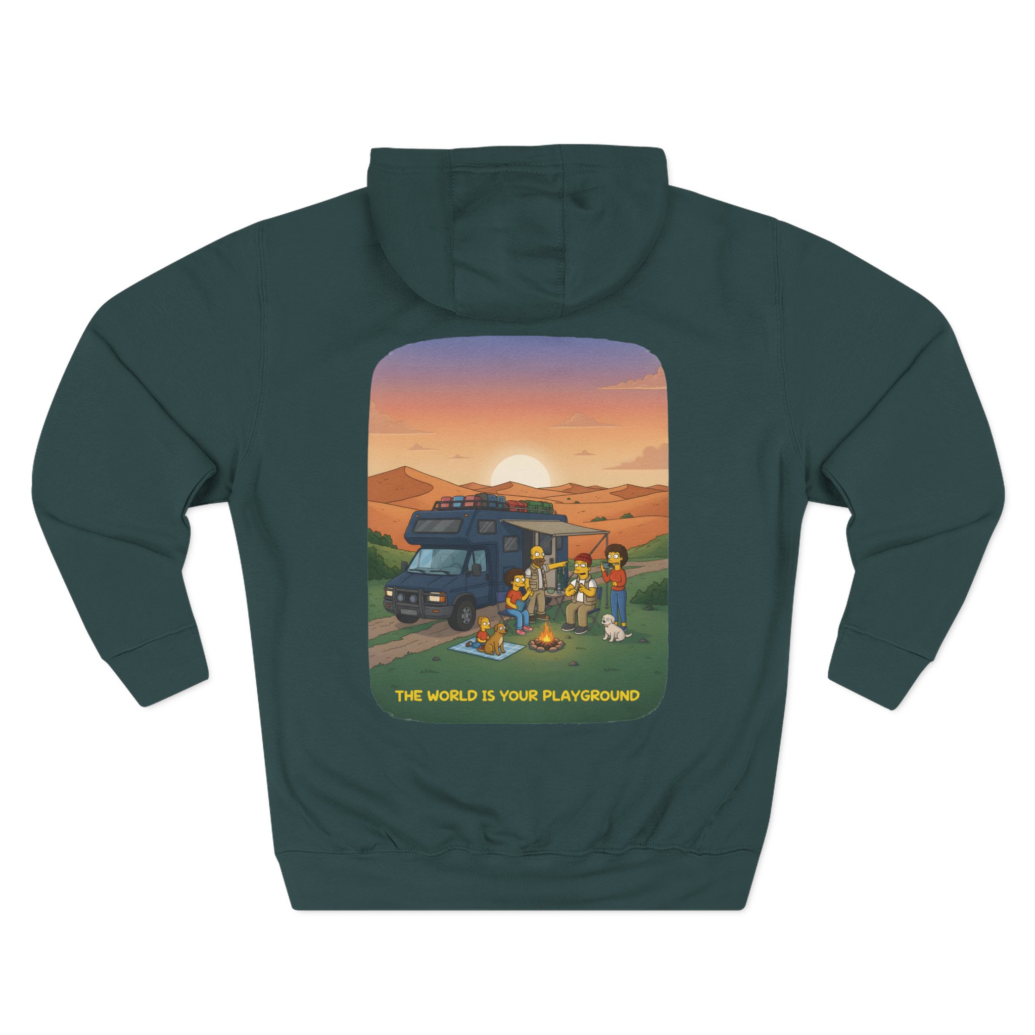 Three-Panel Fleece Hoodie - "The World Is Your playground" Design Sitcom-Line
