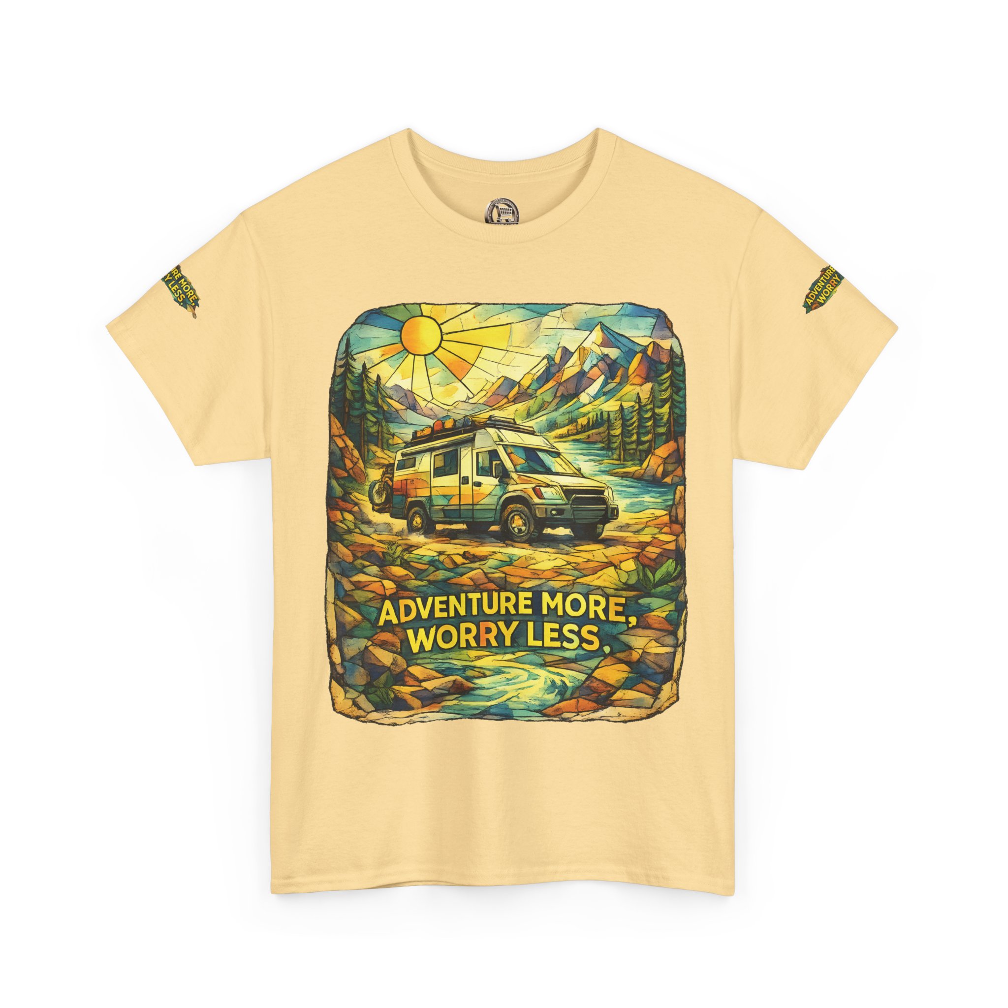 2036673072054432221_2048.jpeg Unisex Heavy Cotton Tee — "Adventure More Worry Less" Design Cubic-Line