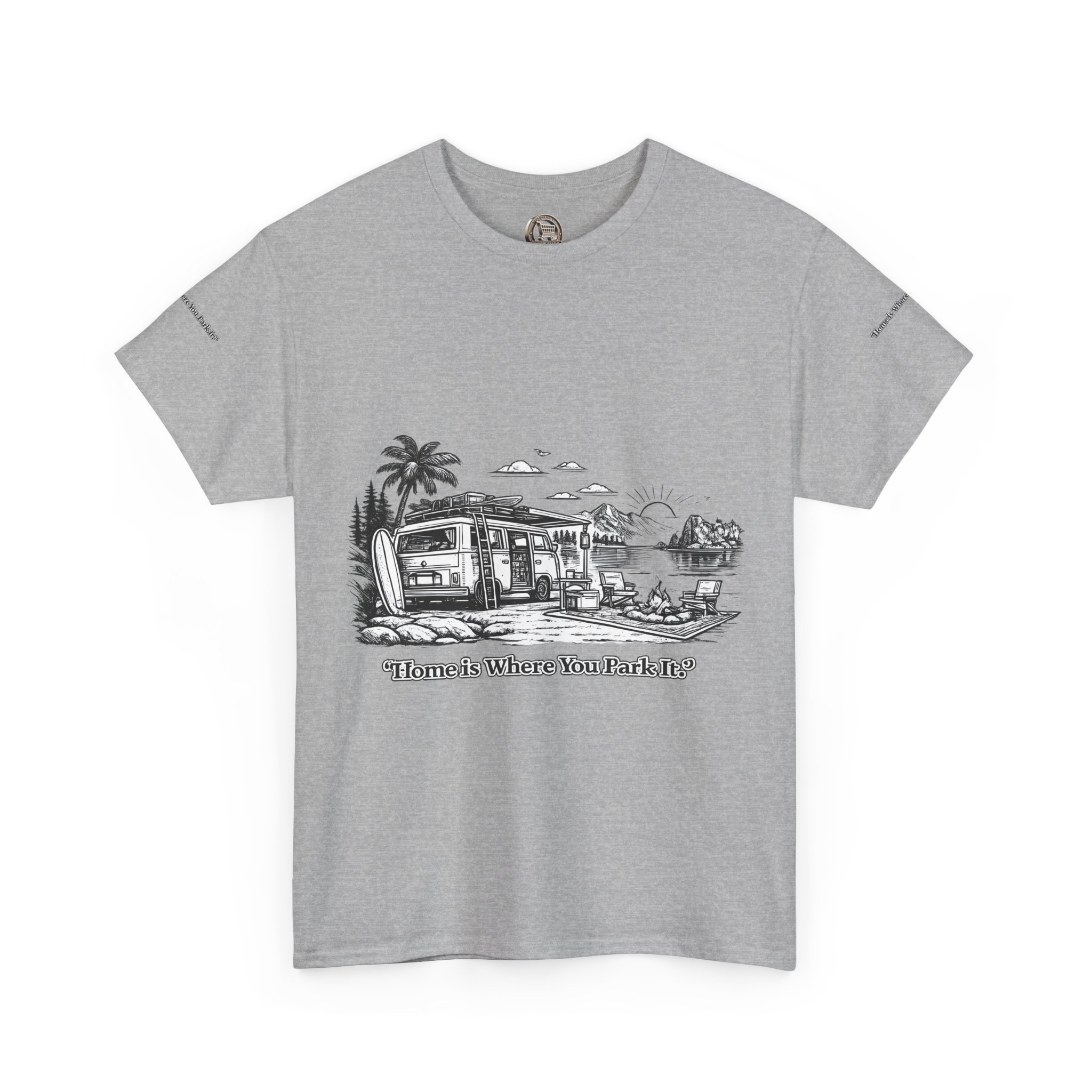2039578997319799777_2048.jpeg Unisex Heavy Cotton Tee — "Home Is Where You Park It" Design Minimal-Line