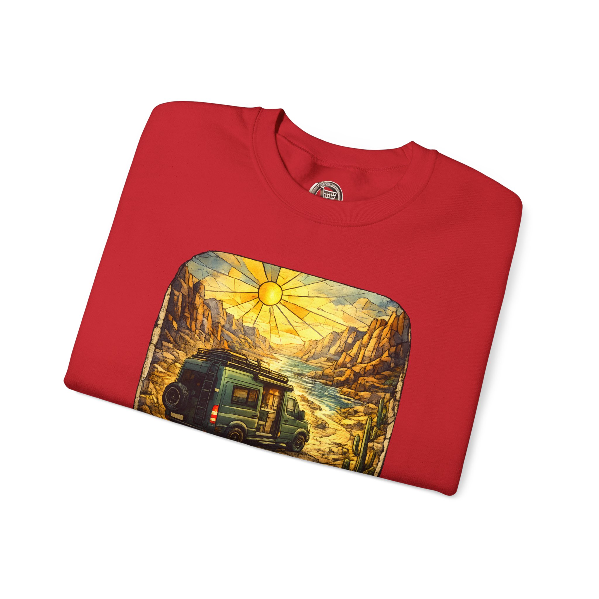 Unisex Heavy Blend™ Crewneck Sweatshirt — "Choose The Road Less Traveled" Design Cubic-Line