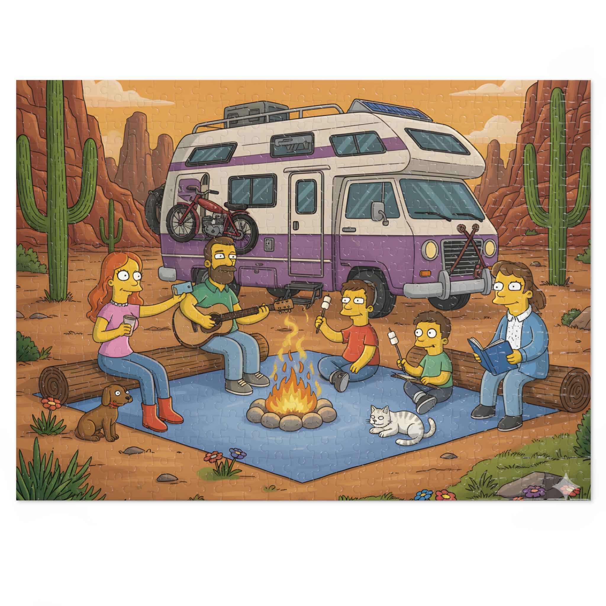 Jigsaw Puzzle with Tin – RV Campfire Design