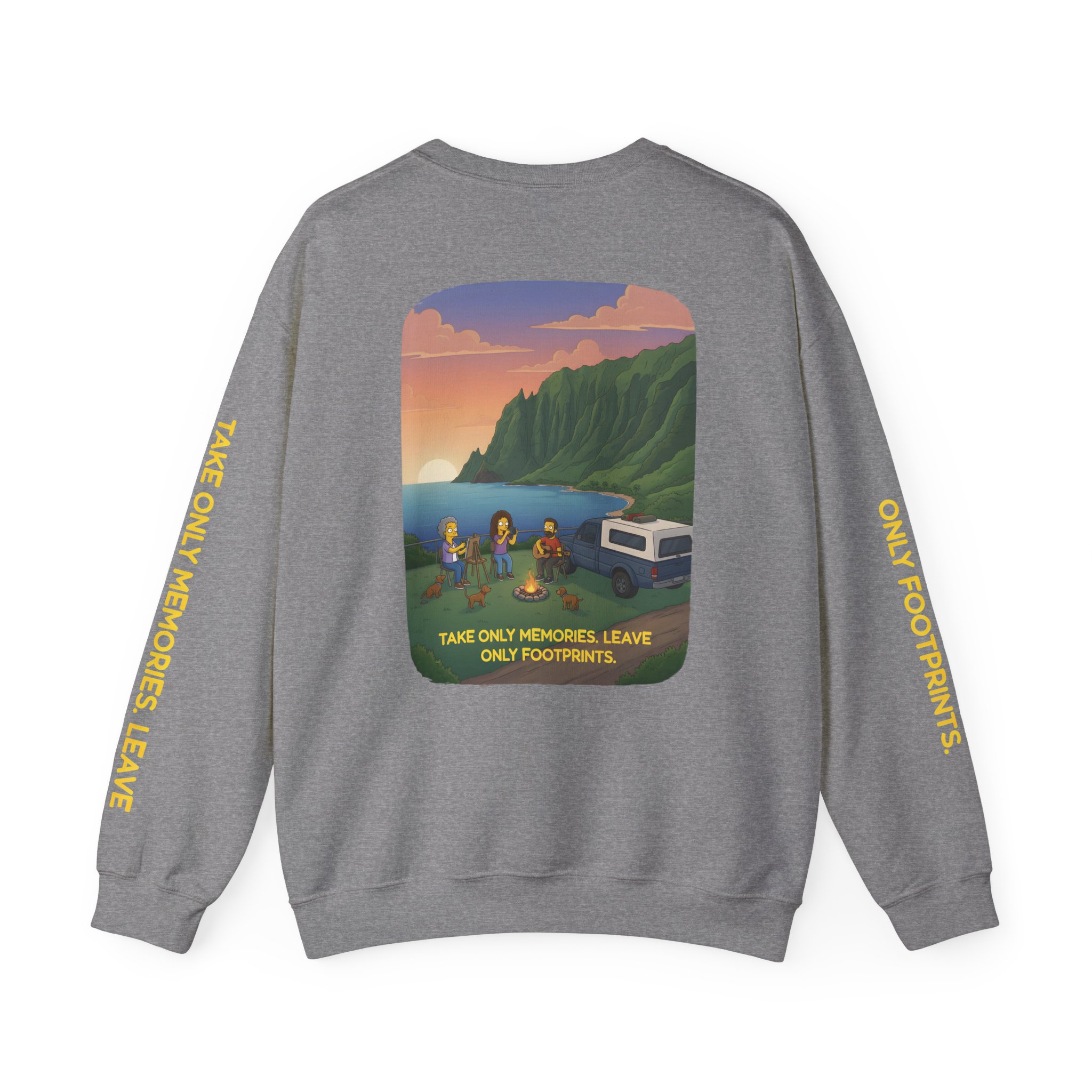 Unisex Heavy Blend™ Crewneck Sweatshirt — "Take Only Memories-Leave Only Footprints" Design Sitcom-Line