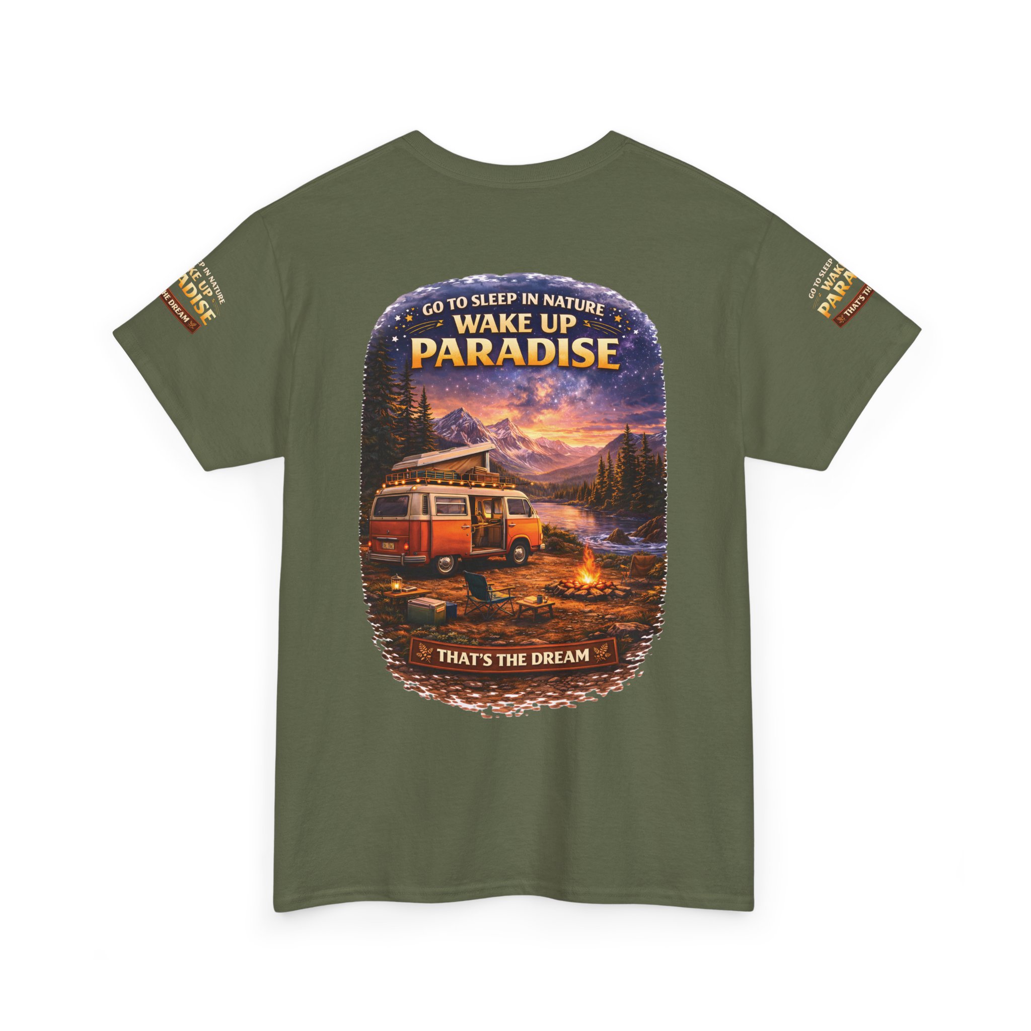 Unisex Heavy Cotton Tee — "Go To Sleep In Nature " Design Scenic-Line