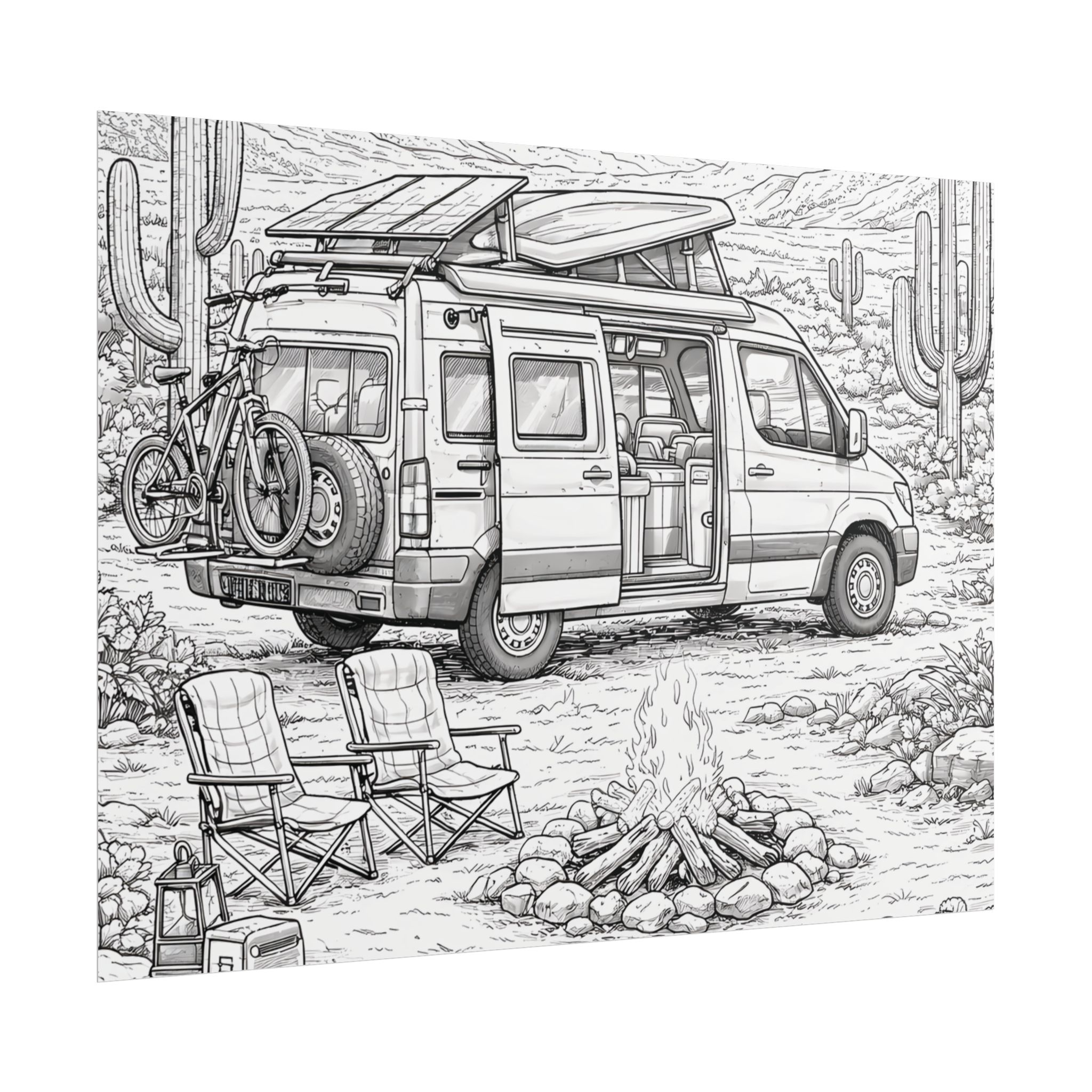 Campervan Poster — Vintage RV Camping Landscape Wall Art