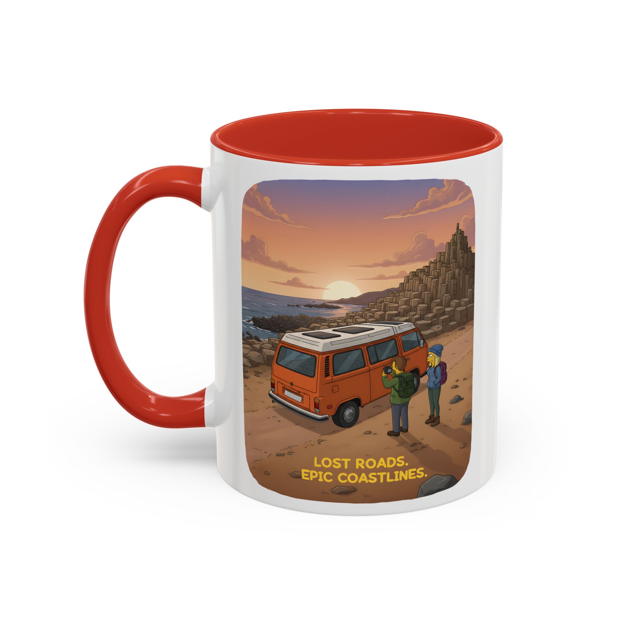 Accent Coffee Mug (11, 15oz) — "Lost Roads Epic Coastlines" Design Sitcom-Line
