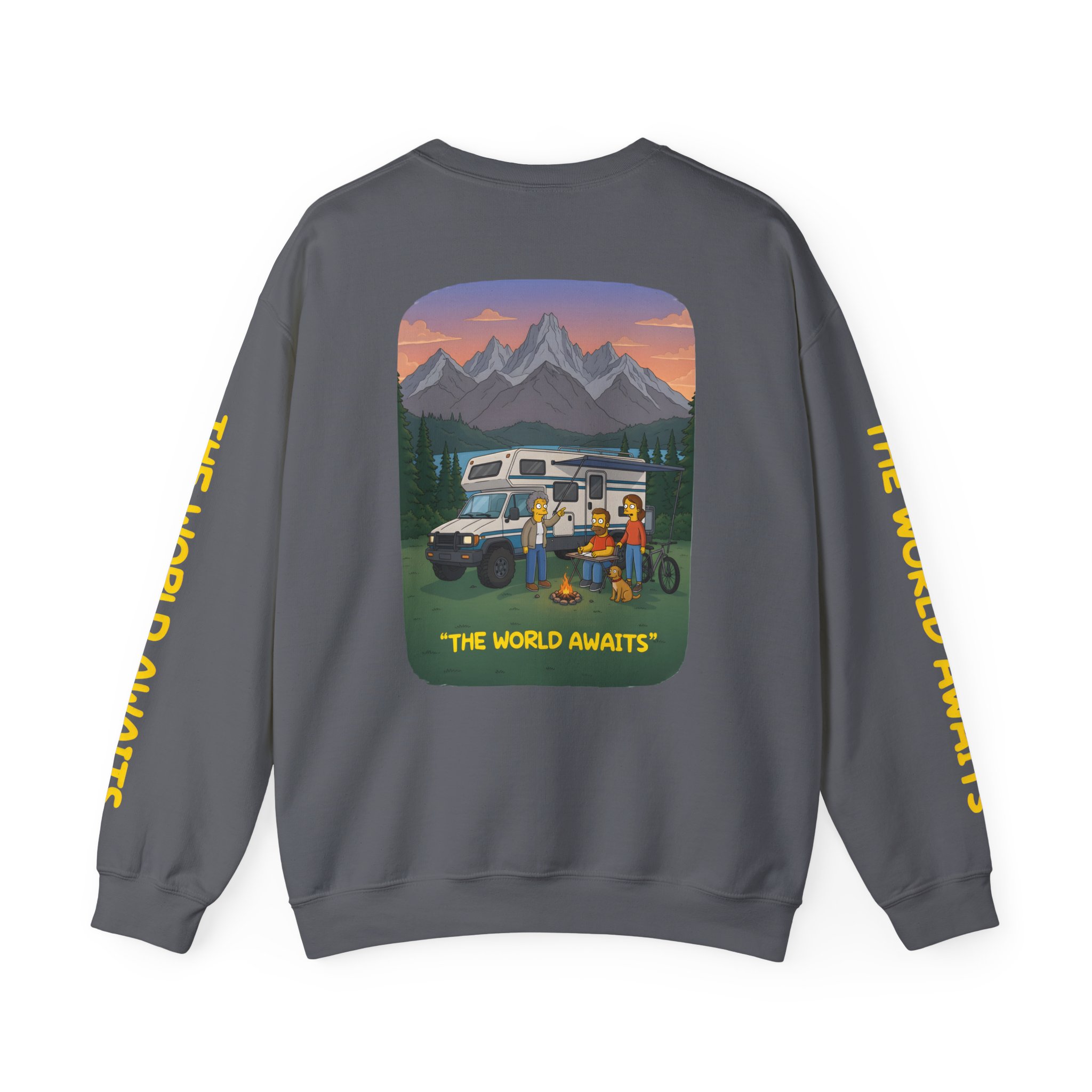 Unisex Heavy Blend™ Crewneck Sweatshirt — "The World Awaits" Design Sitcom-Line