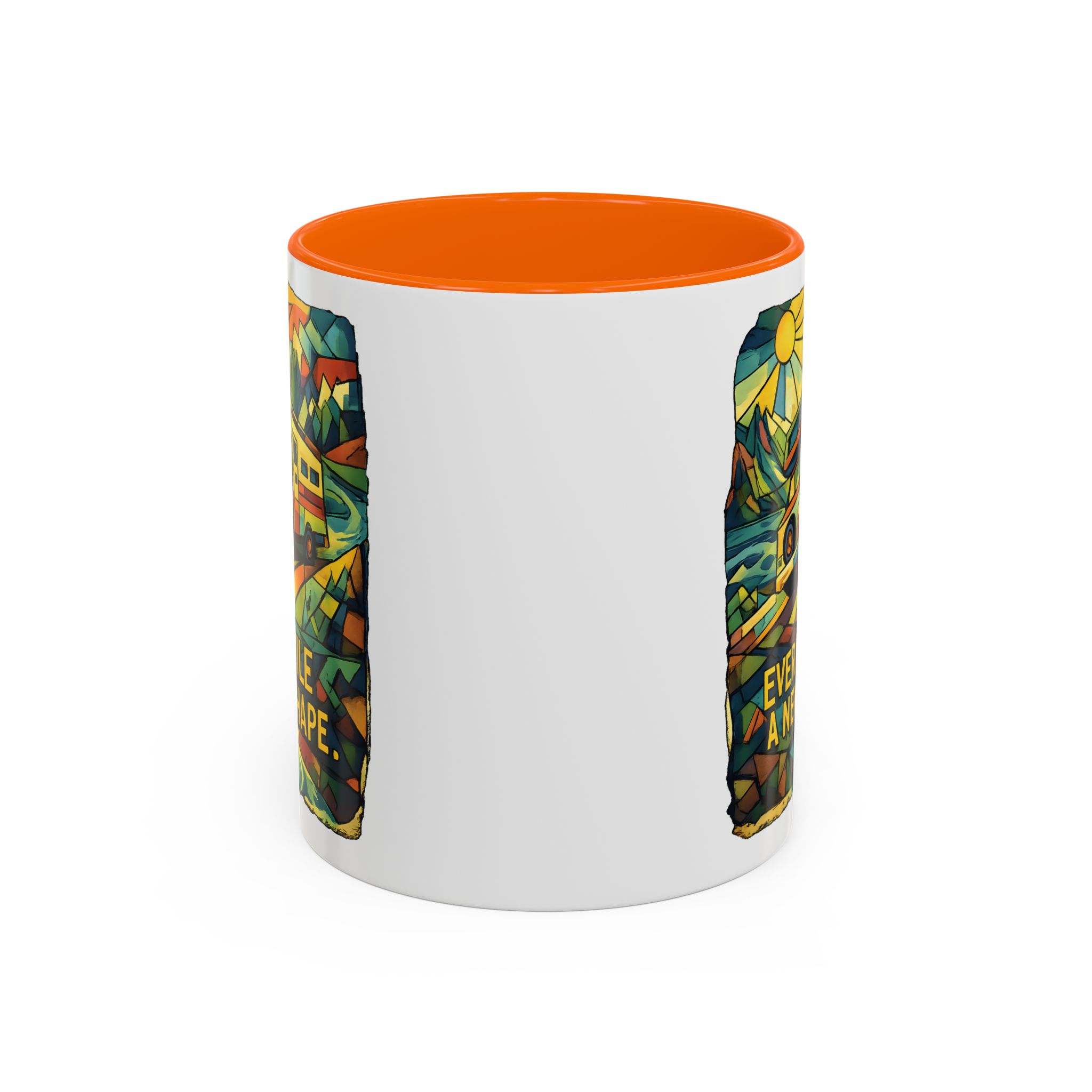 2069616310990016814_2048.jpeg Accent Coffee Mug (11, 15oz) — "Every Mile A New Shape" Design Cubic-Line