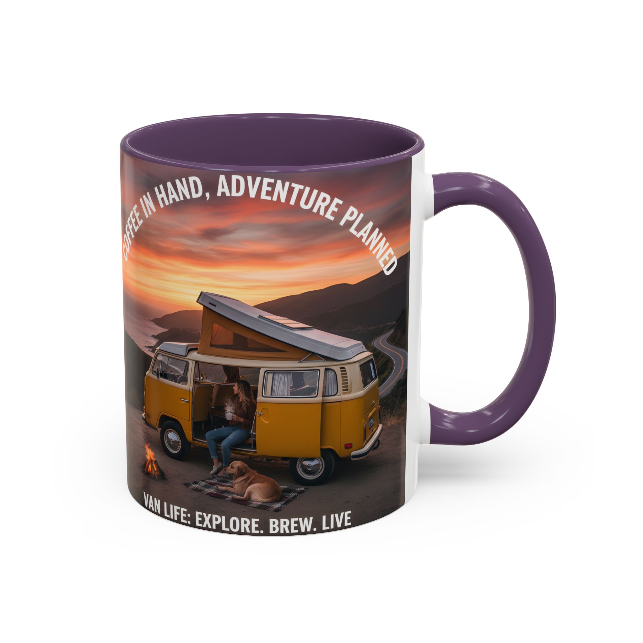 Accent Coffee Mug (11, 15oz) - "Coffee in Hand, Adventure Planned"