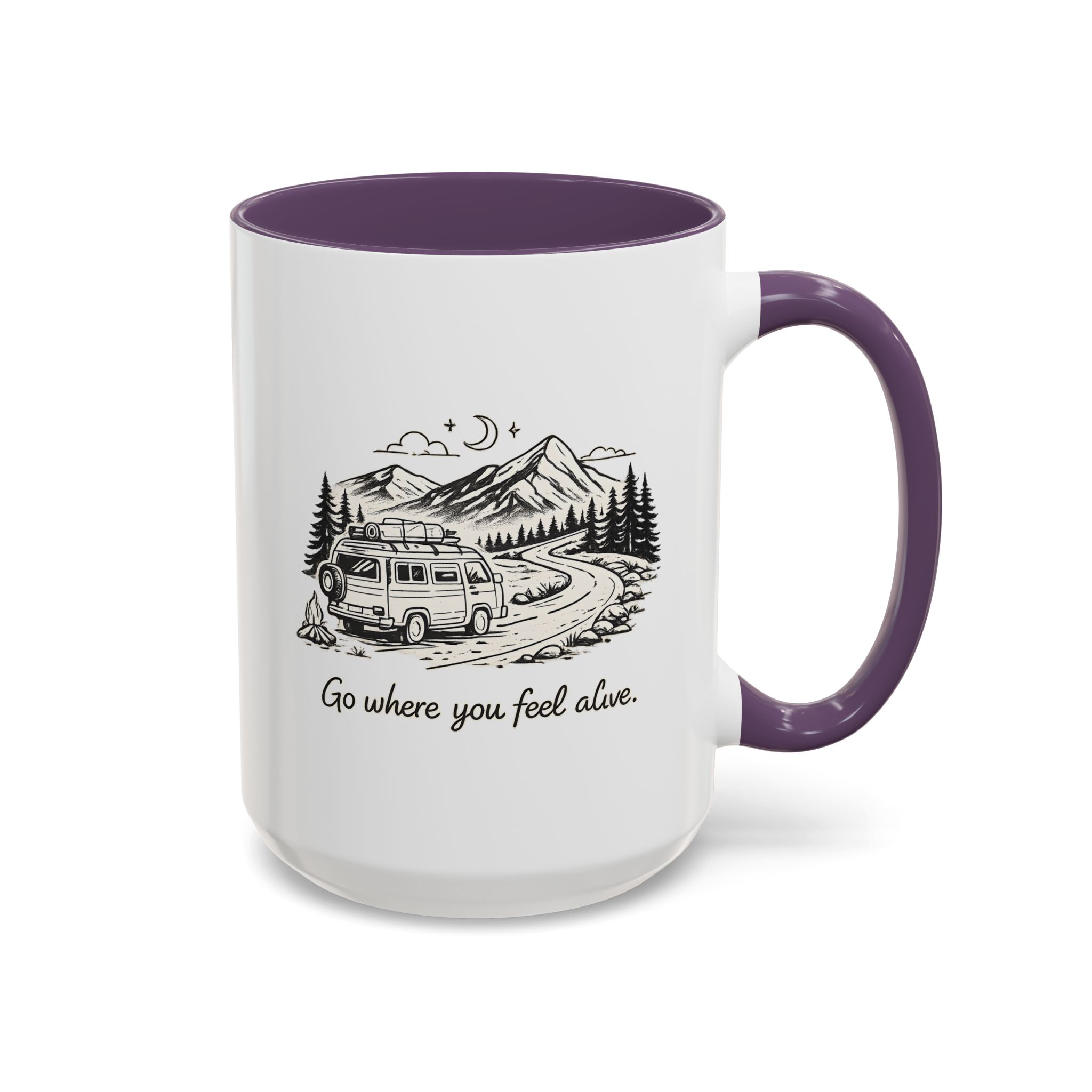 Accent Coffee Mug (11, 15oz) — "Go Where You Feel Alive" Design Minimal-Line