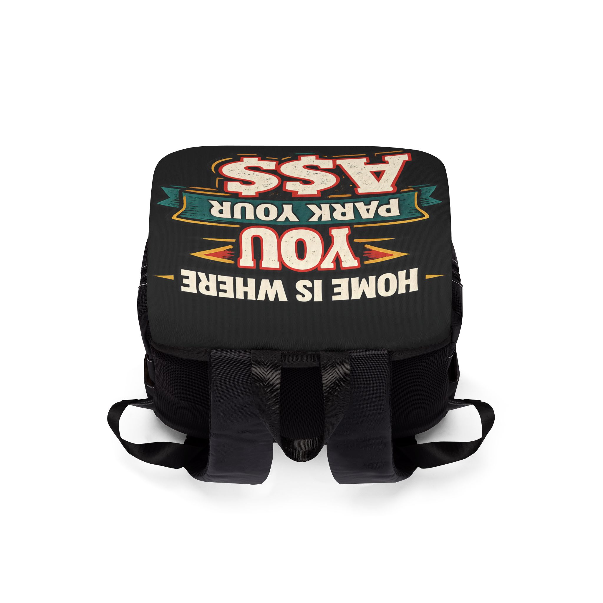 2074009475348573773_2048.jpeg Unisex Casual Shoulder Backpack — "Home Is Where You Park Your Ass" Design F**K-Line