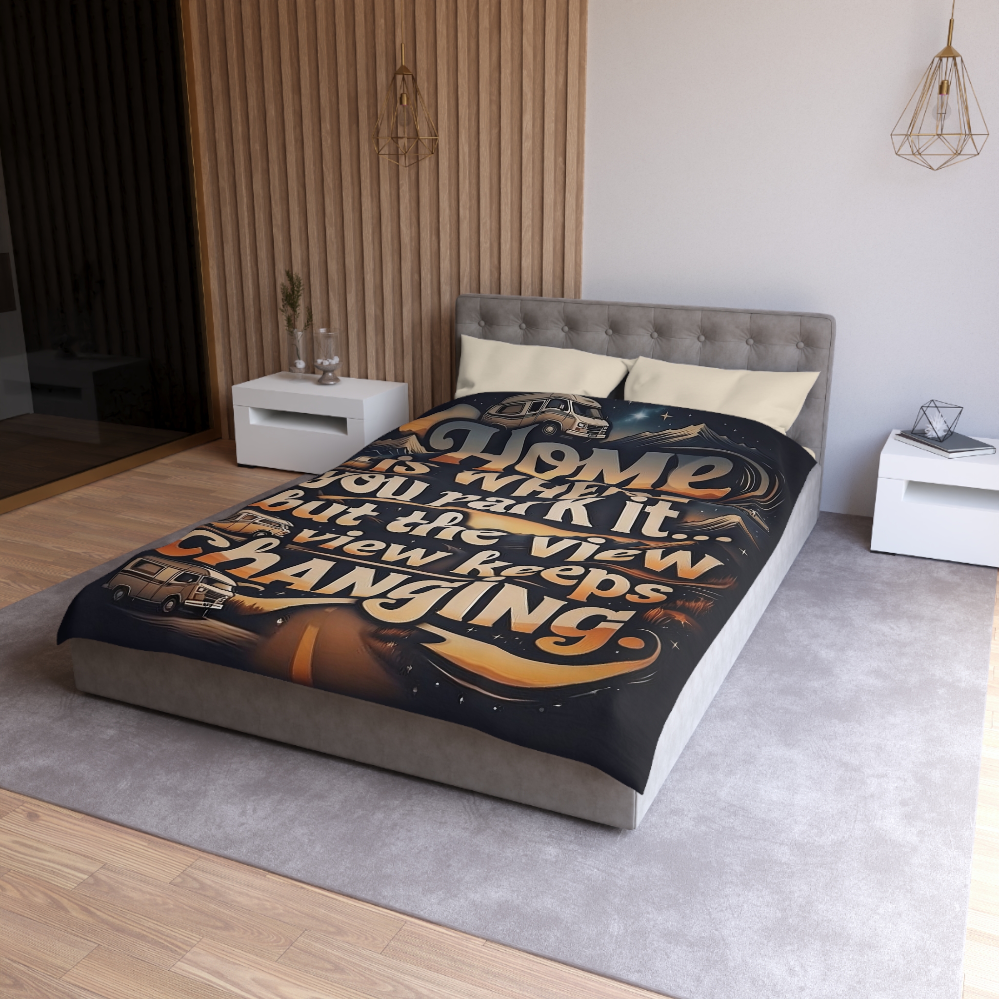Duvet Cover - “Home Is Where You Park It… But The View Keeps Changing” Camper Van Bedding